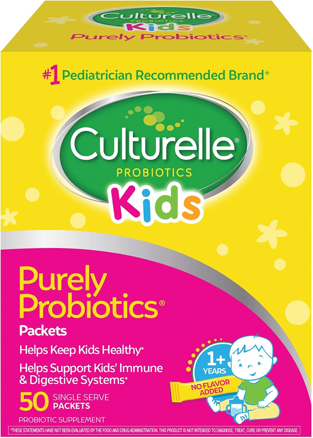 Culturelle Kids Packets Daily Probiotic Supplement | Helps Support a Healthy Immune & Digestive System* | #1 Pediatrician Recommended Brand††† | 50 Single Packets | Package May Vary | From the #1 Pediatrician-Recommended Brand± Digestive Gut Health & Imm…