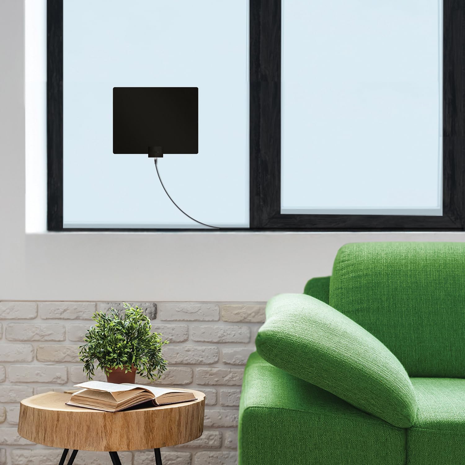 Mohu Leaf Plus Paper-Thin Indoor TV Antenna, Amplified, UHF VHF, 60-Mile Range, Multi-Directional, 4K 8K UHD, NEXTGEN TV - w/ 12 ft. Cable