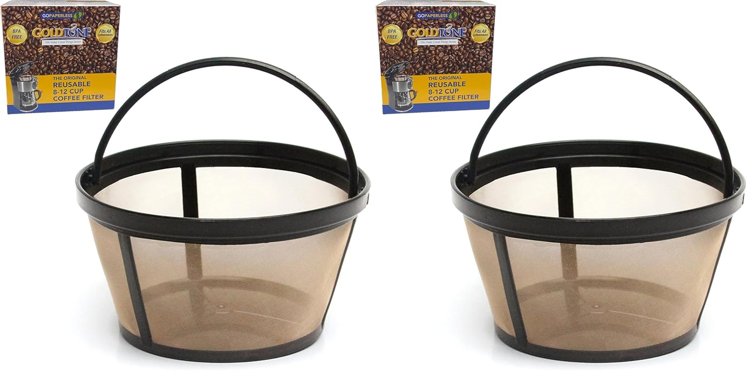 GOLDTONE Reusable 8-12 Cup Basket Coffee Filter fits Mr. Coffee Makers and Brewers, Replaces your Paper Coffee Filters, BPA Free