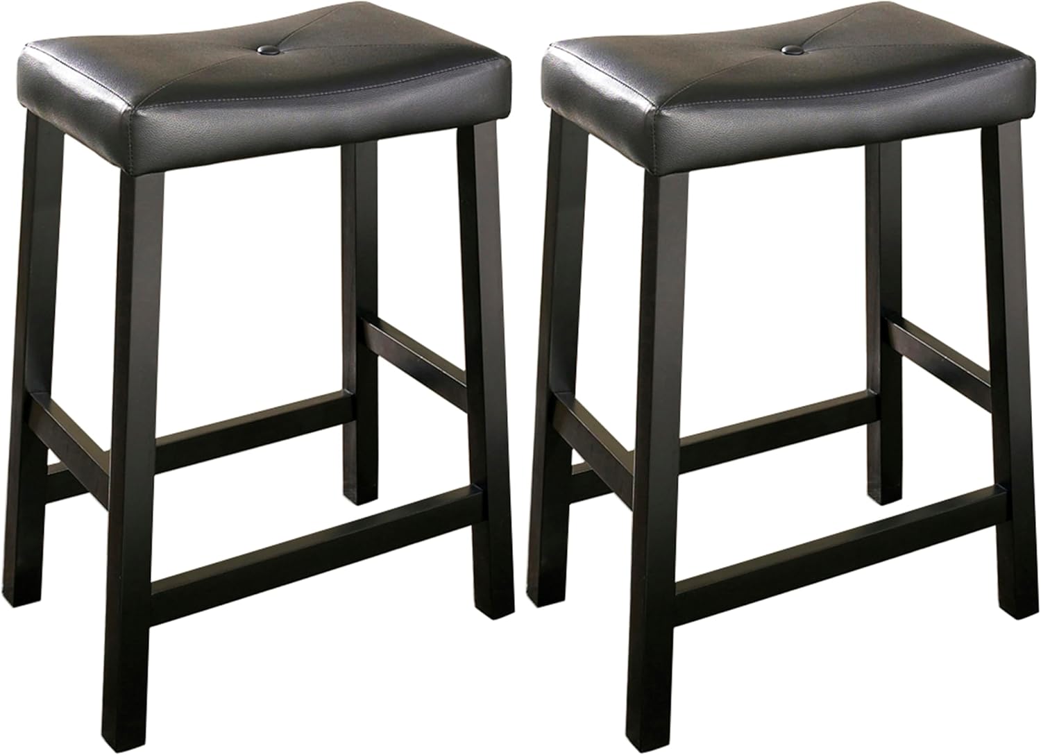 Crosley Furniture Upholstered Saddle Seat Counter Height Bar Stools Set of 2, Black, 24-inch