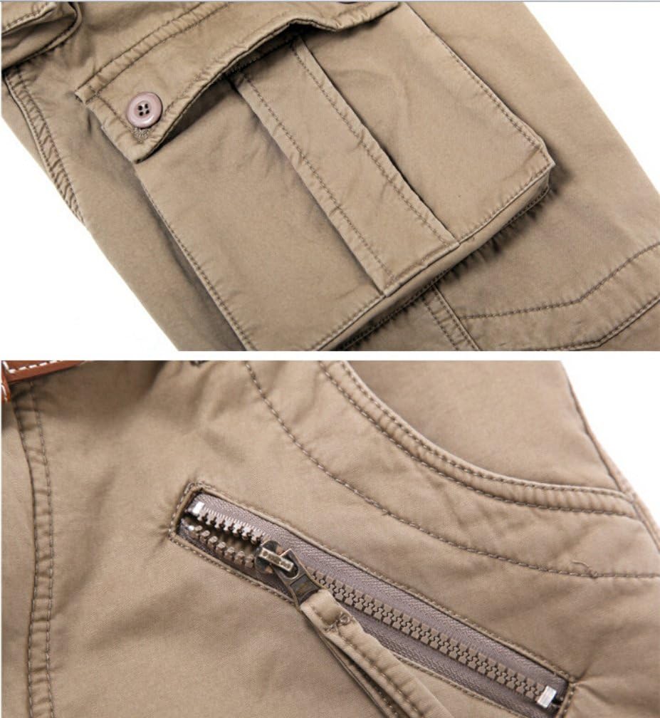 Men's Winter Fleece Lined Military Cargo Pants Casual Outdoor Pants