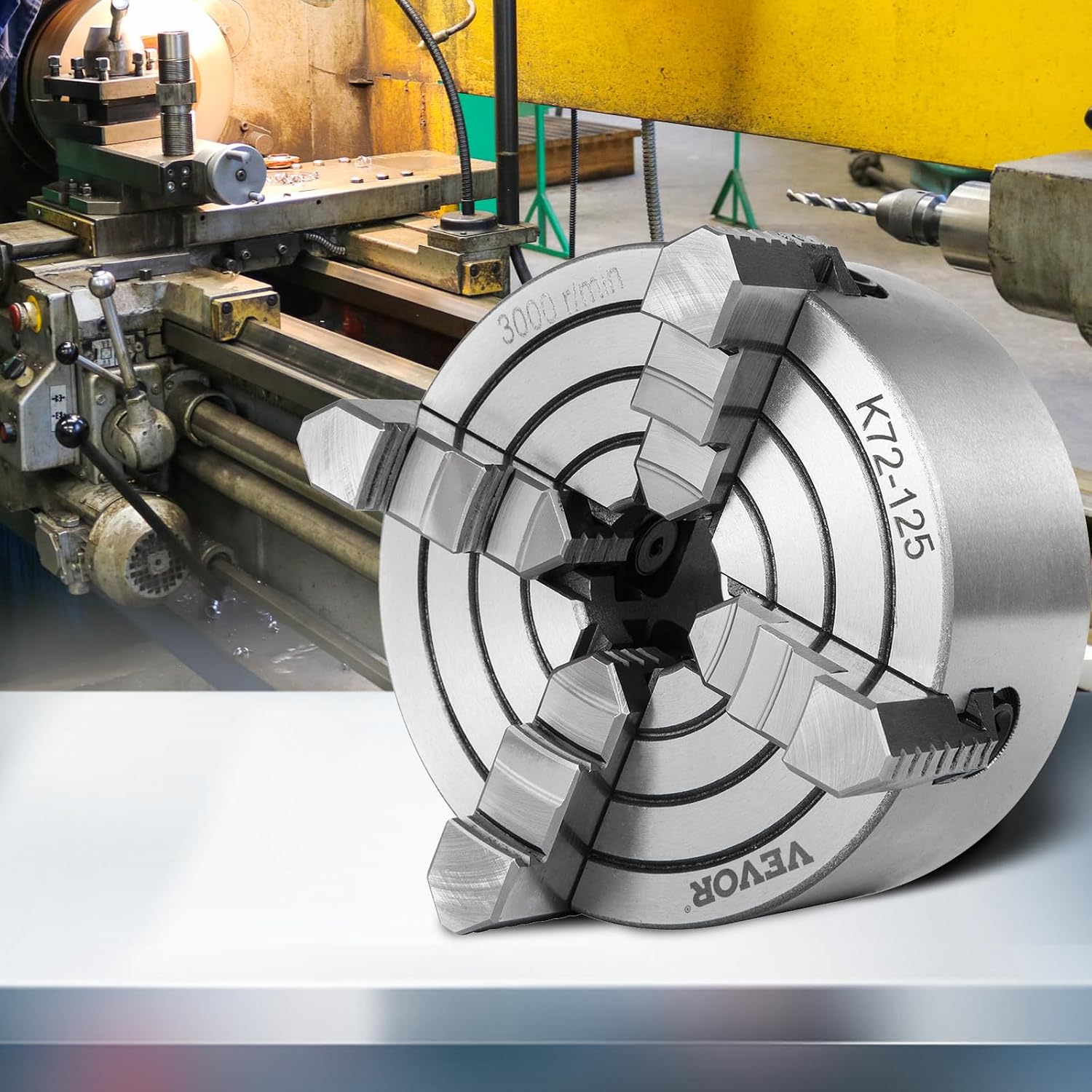 Vevor K72-125 Lathe Chuck 5 Inch 4-Jaw, Lathe Chuck Independent Reversible Jaw, Metal Lathe Chuck Turning Machine Accessories