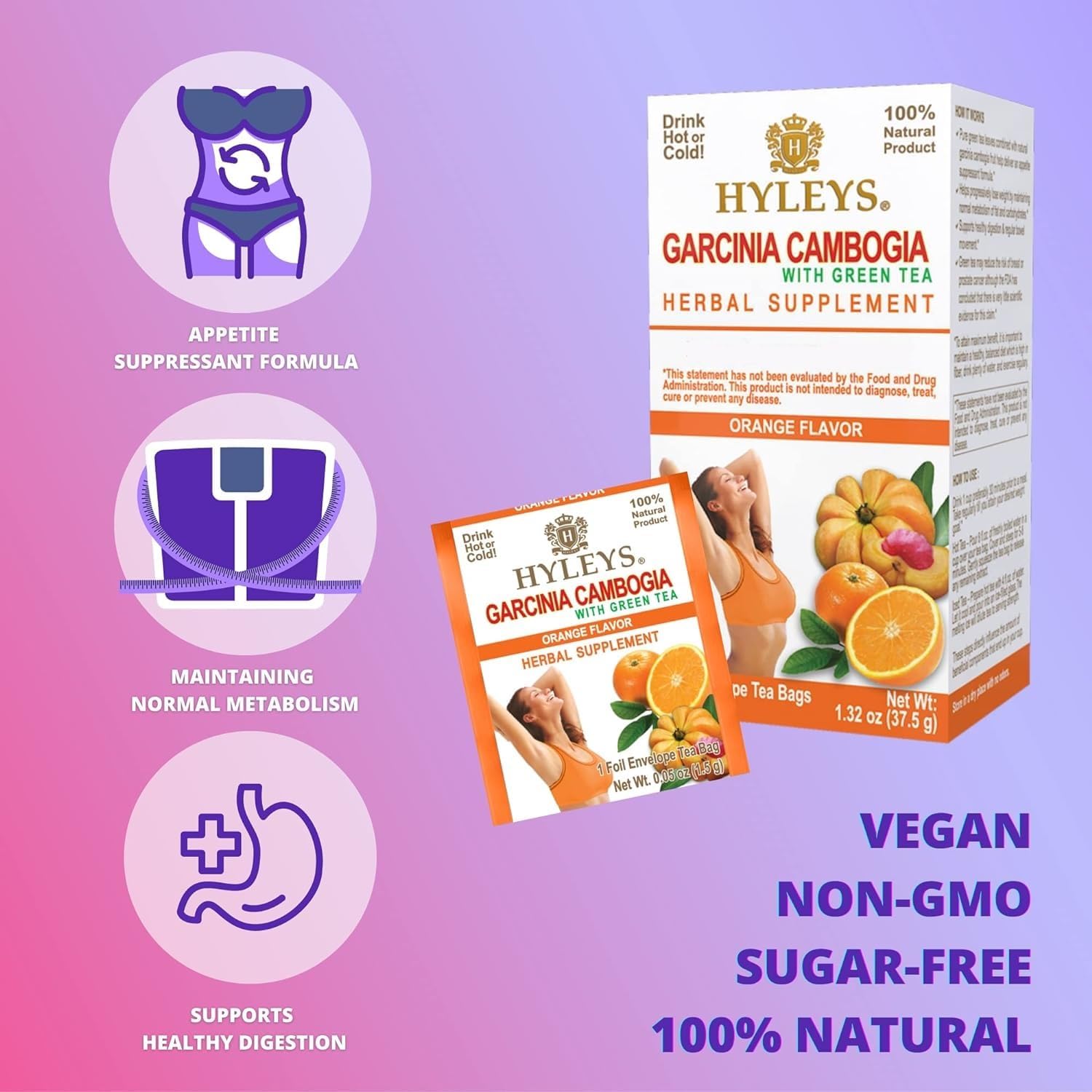 HYLEYS Tea Garcinia Cambogia Green Tea 5 Flavors Assortment - 25 Tea Bags
