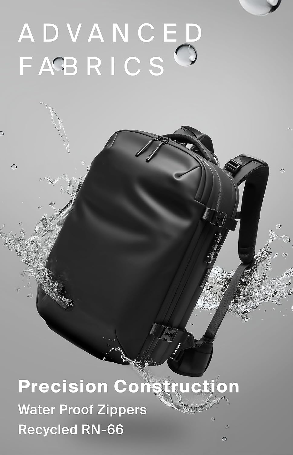 Black Voyage Vortex Vacuum Seal Travel Backpack 60L Expandable Air Compression System Water Resistant TSA Lock Carry-On Suitcase Luggage Black