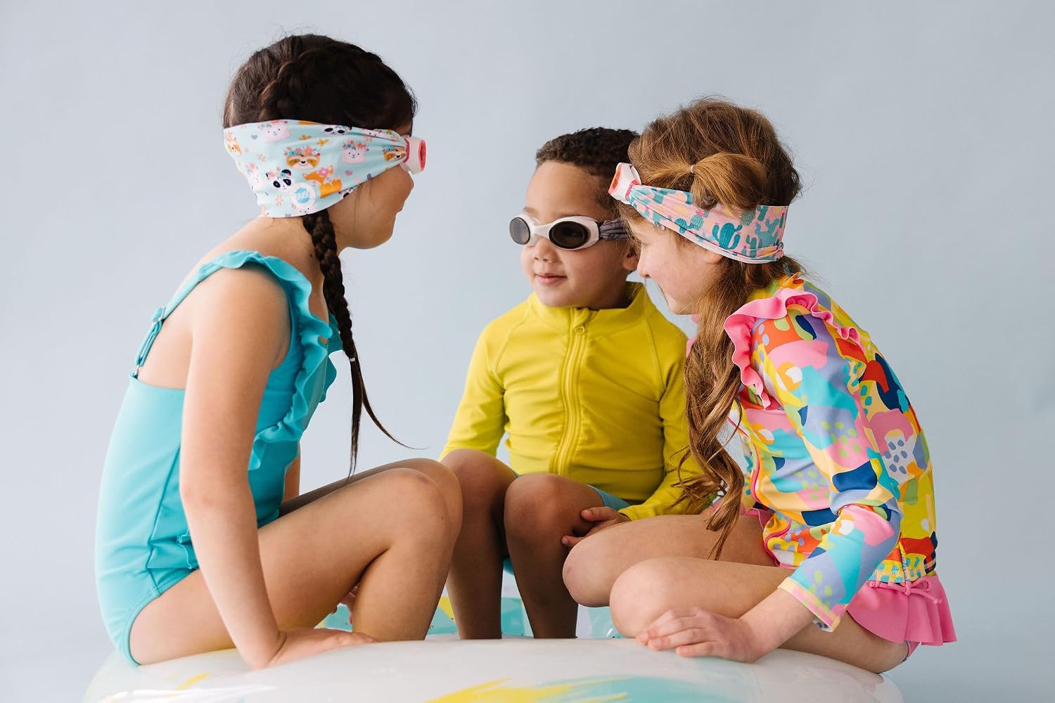 Splash Place SWIM GOGGLES with Fabric Strap - Adult & Kids Swim Goggles - PINKS & PURPLES