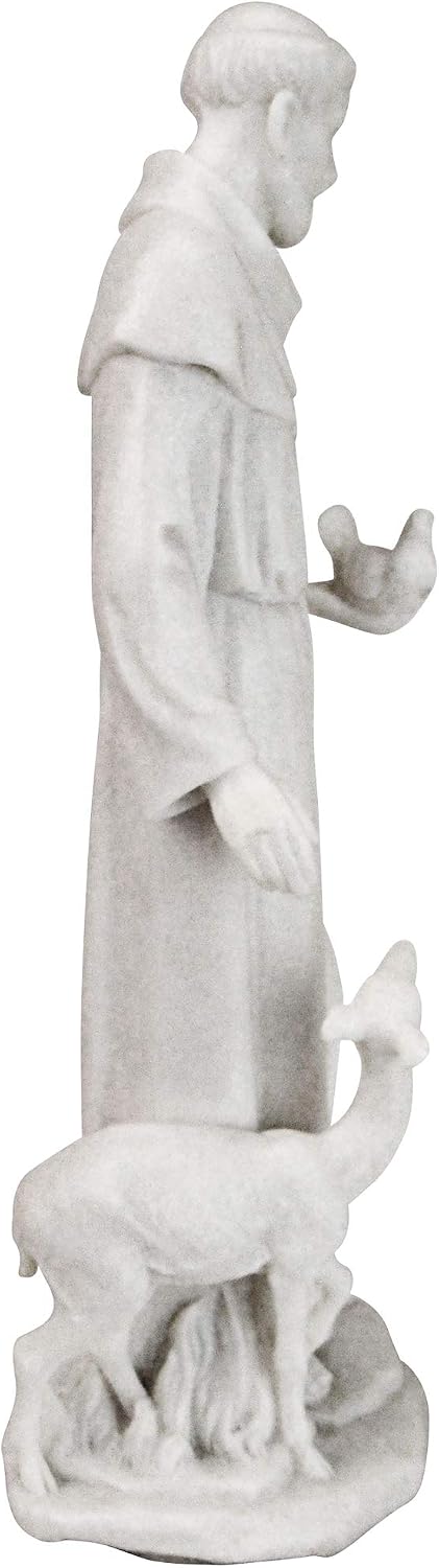 Design Toscano Francis of Assisi Blessing Religious Garden Decor Statue with Bird Bath Feeder, 19 inches Tall, Cast Stone Resin, Gray Stone Finish