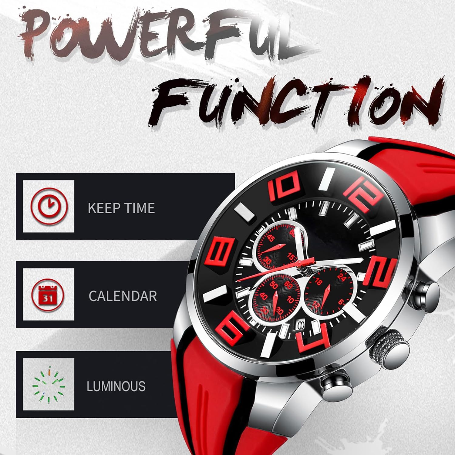 findtime Mens Sport Watches for Men Reloj para Hombre Colorful Cool Unique Analog Stylish Wrist Watch Chronograph for Running Training Stopwatch