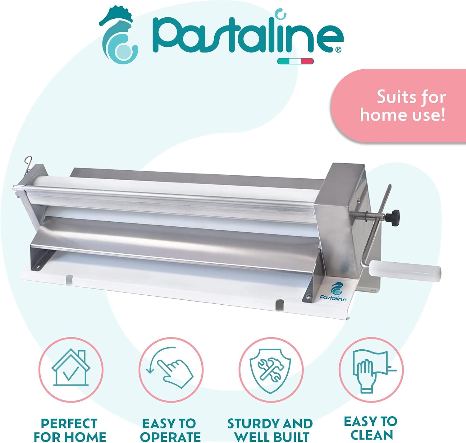 Manual Dough Sheeter Machine - Sfogliafacile XL Manual Pasta Maker for Icing, Marzipan, Puff Pastry