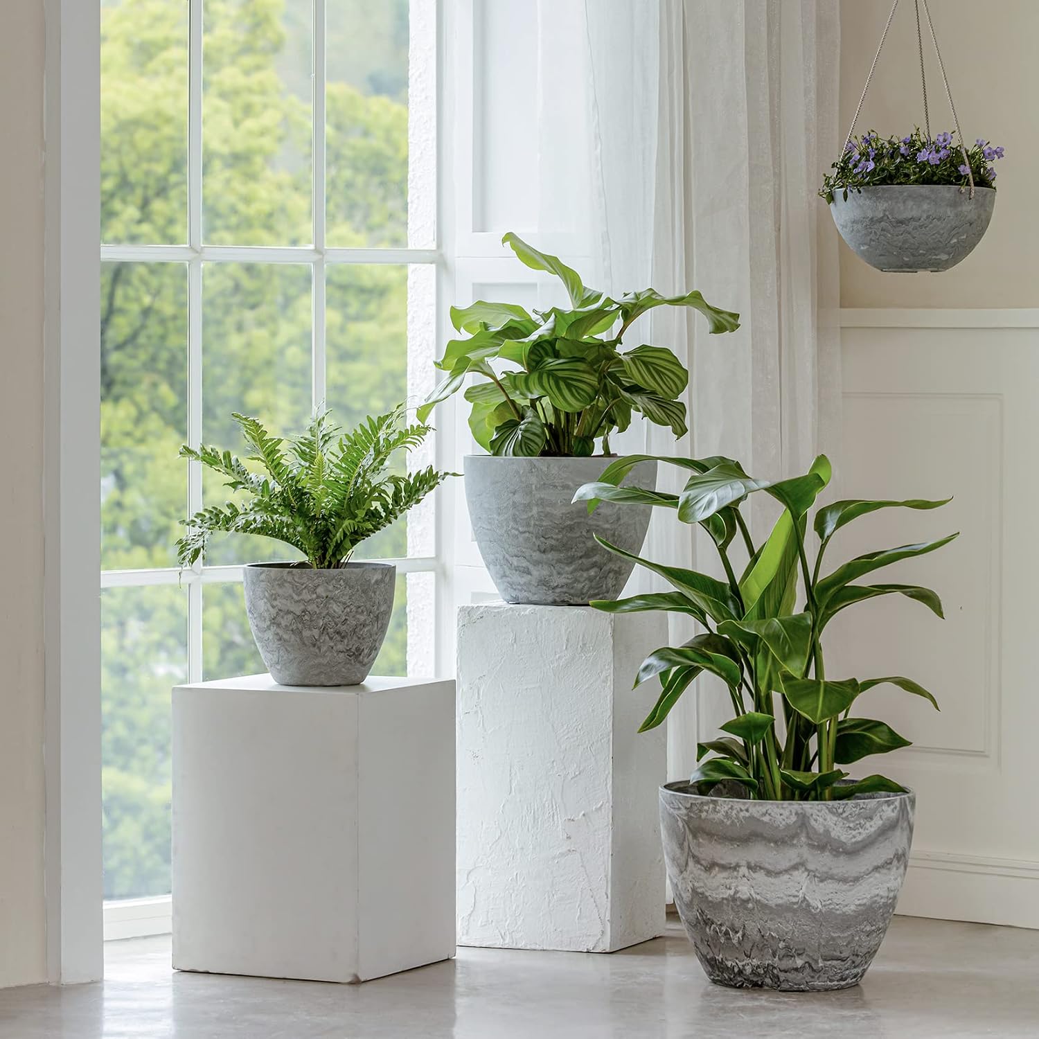 LA JOLIE MUSE Planter Pots, Indoor Outdoor Flower Pot, 8.6+7.5 Inch 2 Pack
