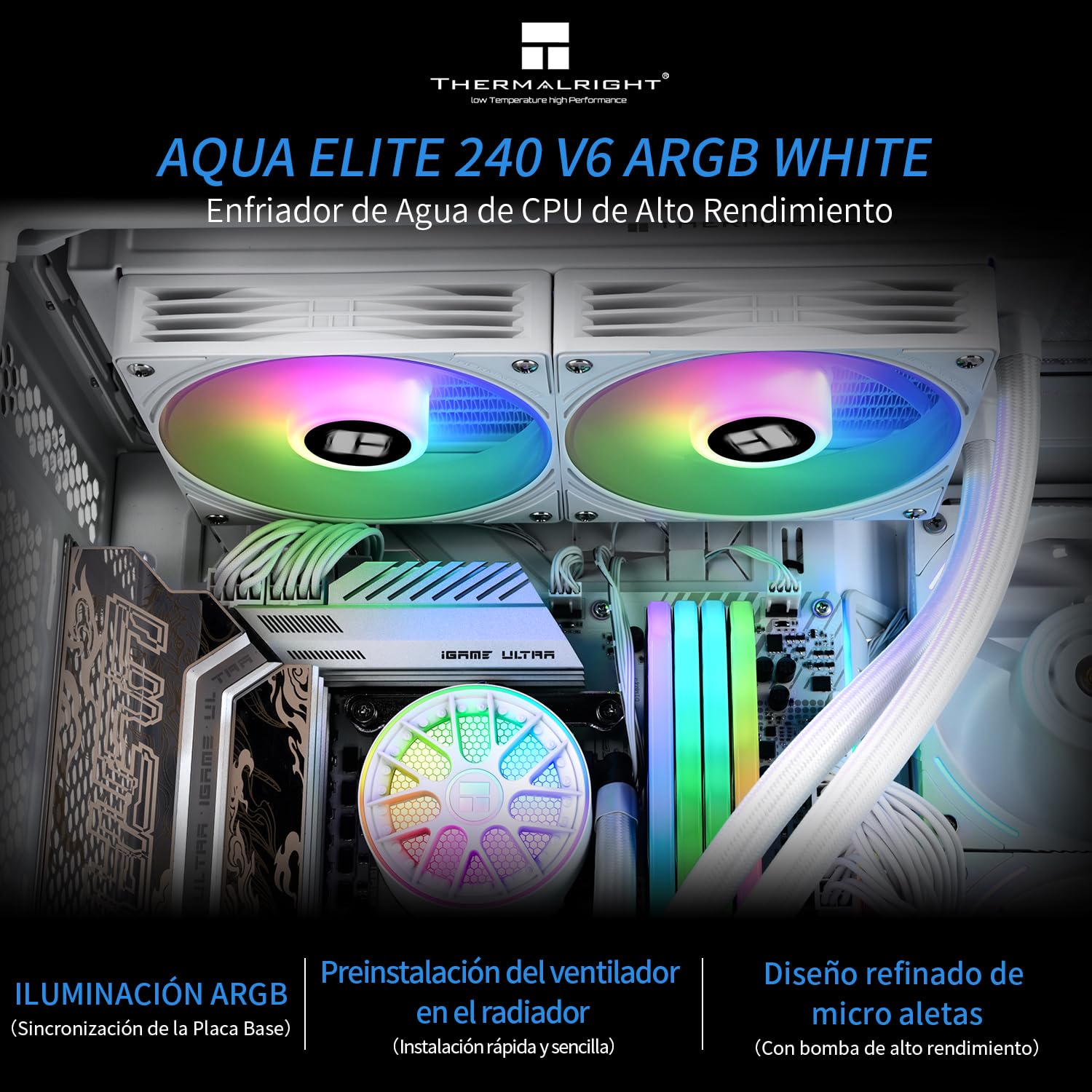 Thermalright Aqua Elite 360 ARGB Liquid CPU Cooler, 360 AIO Cooling Row Size, 3 x 120mm PWM Fans, Computer CPU Cooler,for AMD:AM4/AM5, Intel LGA1851/1150/1151/1200/1700