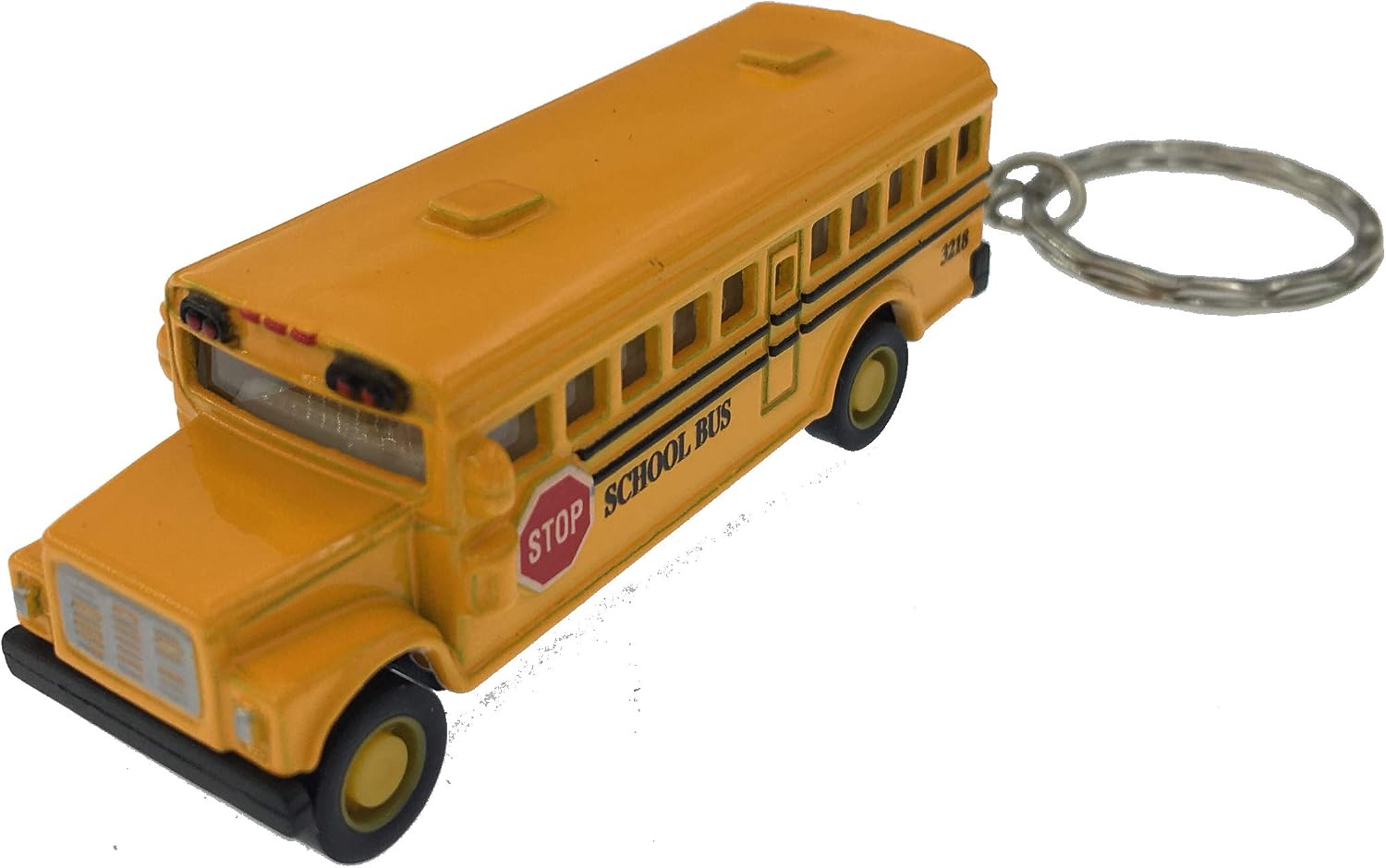 KiNSFUN Classic Mini School Bus 2.5 Inches Die Cast Metal Model Key Chain