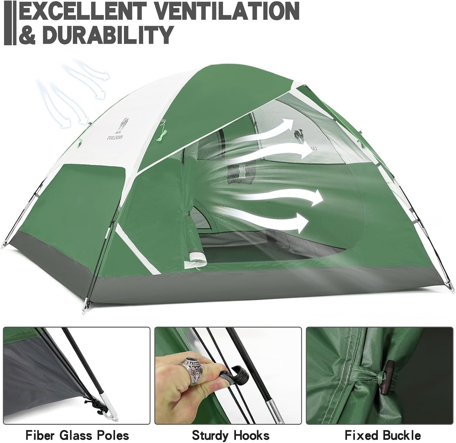 CAMEL CROWN Tents for Camping 2/3/4/5 Person Camping Dome Tent, Waterproof,Spacious, Lightweight Portable Backpacking Tent for Outdoor Camping/Hiking