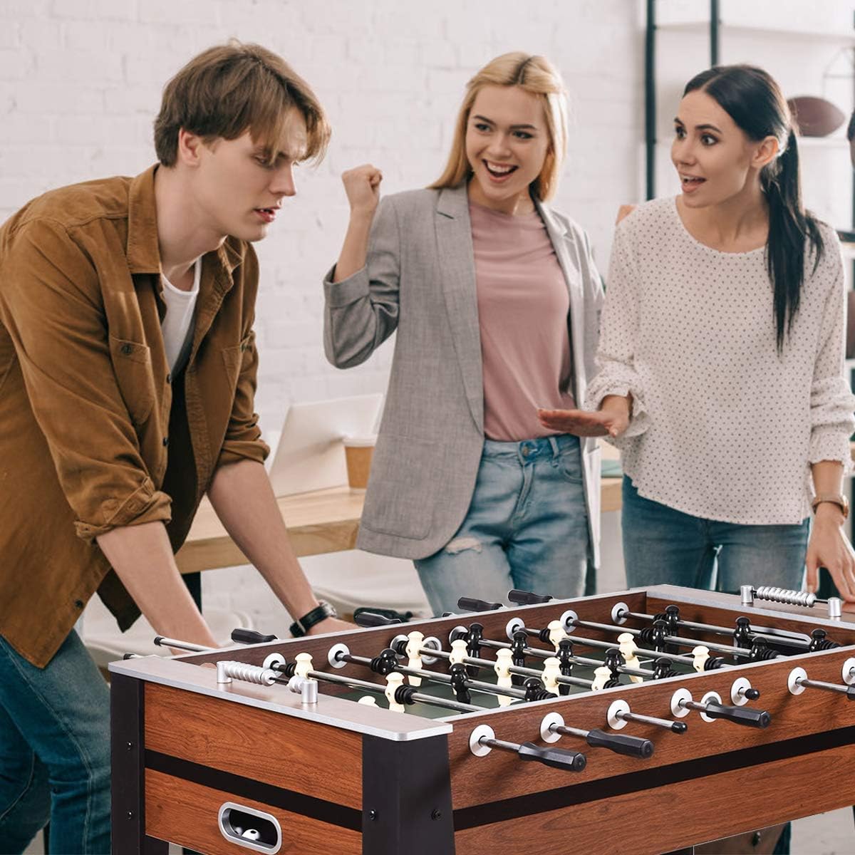 Goplus 54" Foosball Table, Soccer Game Table Competition Sized Football Arcade for Adults, Kids, Indoor Game Room Sport