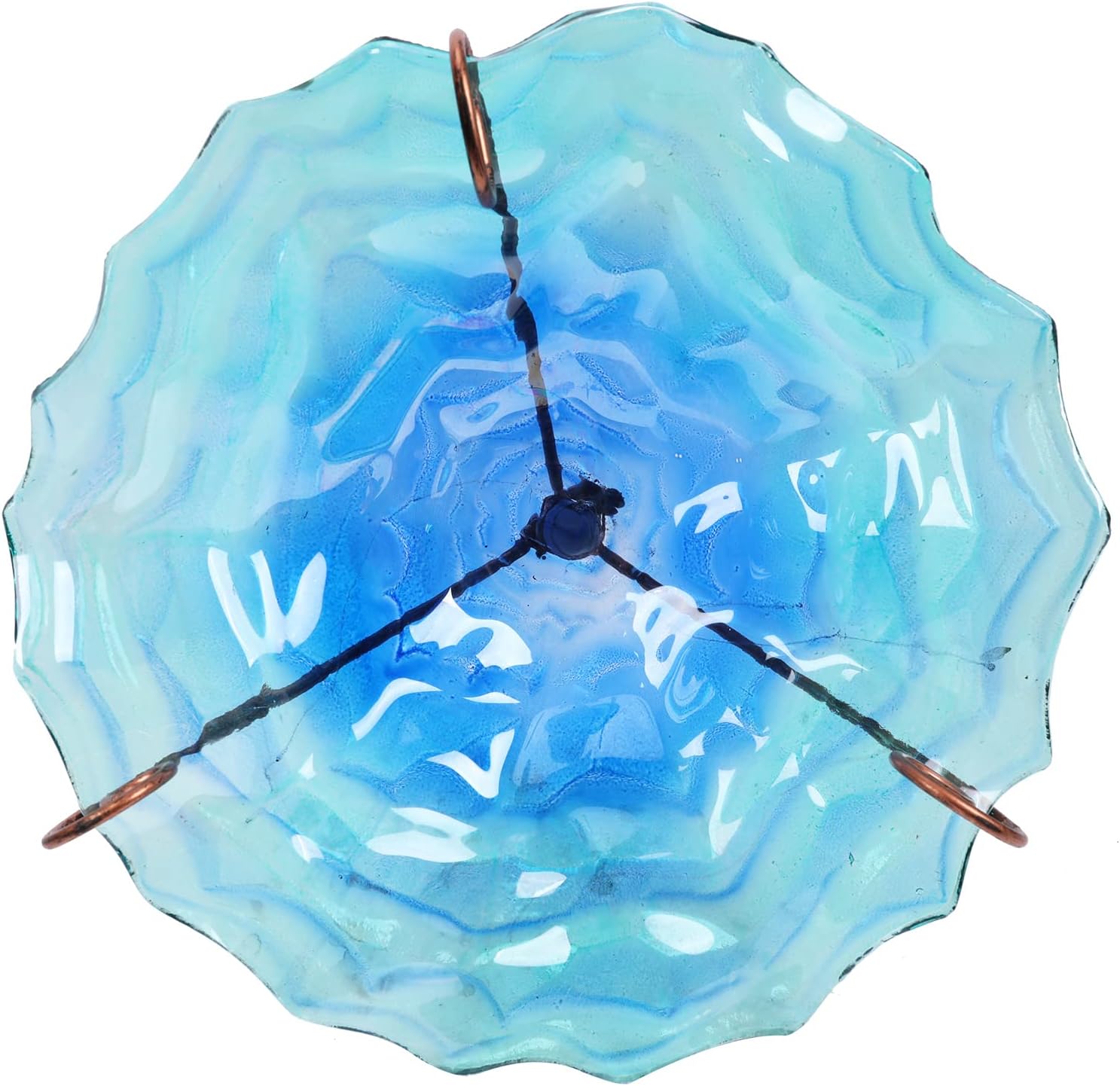 VCUTEKA Glass Bird Bath Outdoor Birdfeeder with Metal Stake Garden Decor