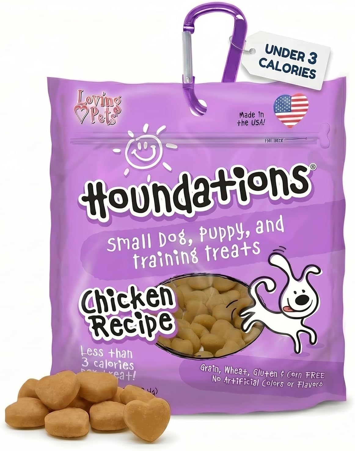 Loving Pets Houndations Chicken Dog Training Treats | All Natural | 2.6 Calories Per Treat | Grain-Free, Wheat-Free, Gluten-Free & Corn-Free | for Small Dogs & Puppies, 4 oz