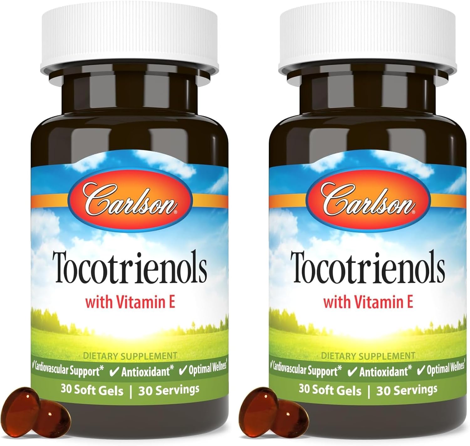 Carlson Tocotrienols, 40 mg, with Natural-Source Vitamin E, 30 Softgels | Gamma; Alpha; Delta; Beta; Sustainably Sourced