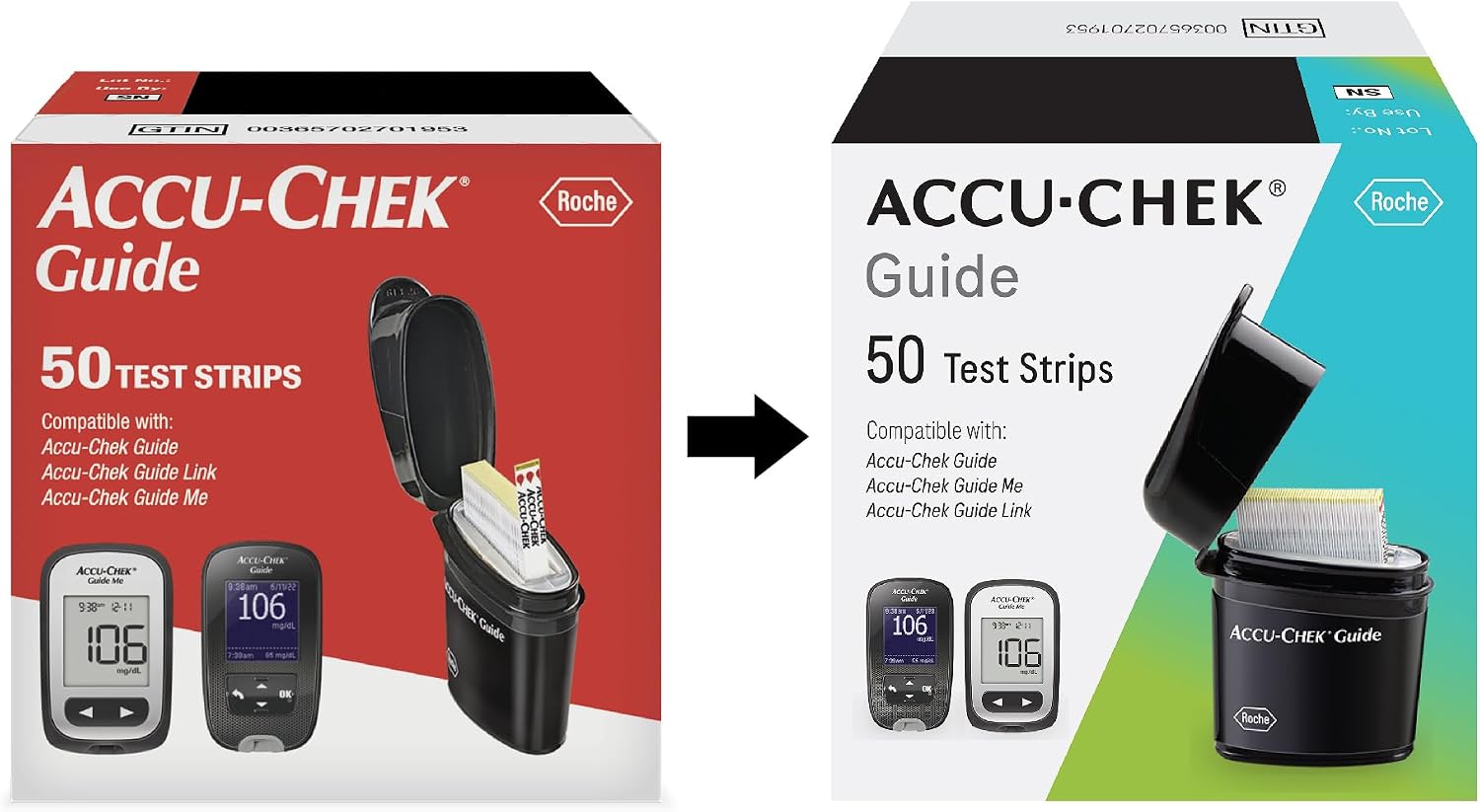 Accu-Chek Guide Glucose Test Strips, Pack of 50 | Diabetic Blood Sugar Testing