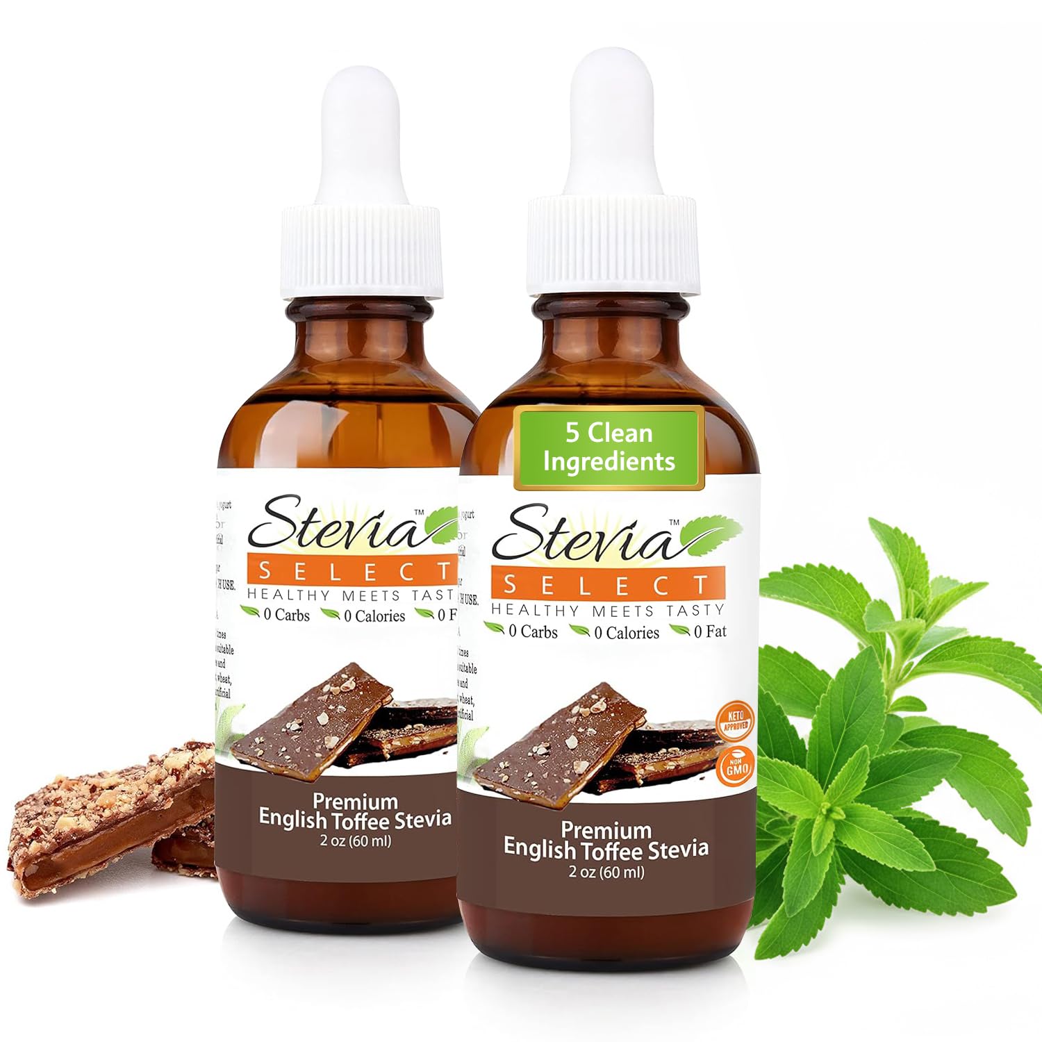 Stevia Select Hazelnut Flavored Liquid Stevia – Zero Calorie Coffee, Tea, Drink & Baking Sweetener, All-Natural, No Erythritol, Keto-Friendly Sugar Alternative, 300 Servings – 2 Oz (1 Pack)