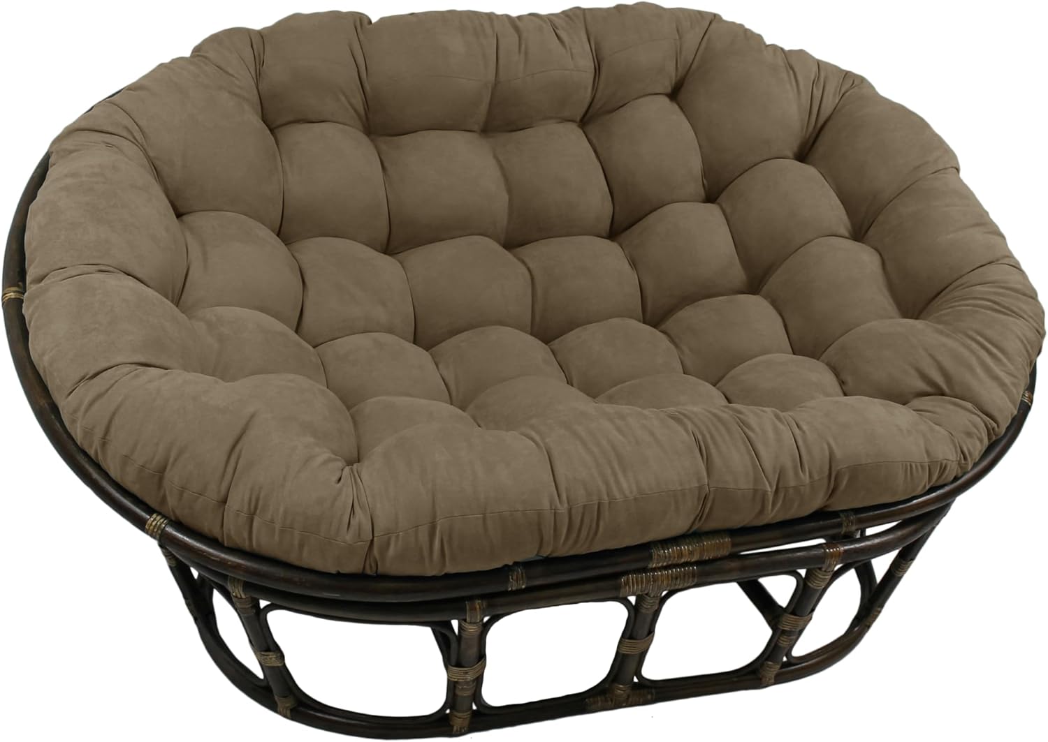 Blazing Needles Solid Microsuede Double Papasan Chair Cushion, 58" x 6" x 78", Black
