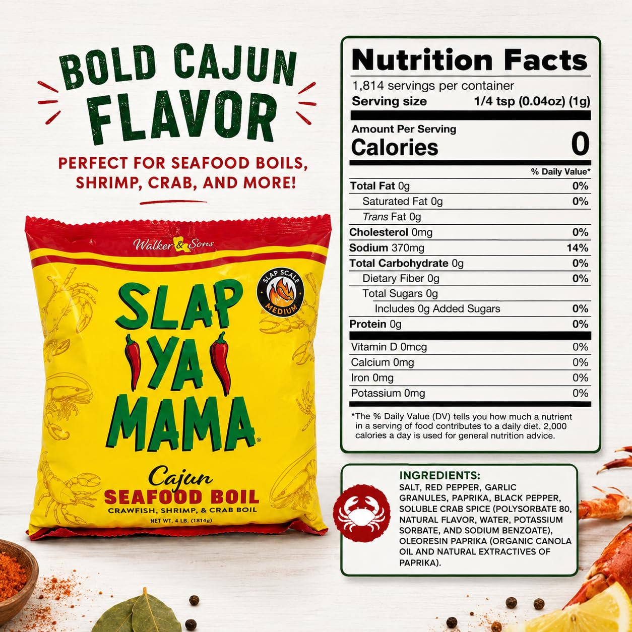 Slap Ya Mama Cajun Seafood Boil Seasoning for Crawfish, Crab and Shrimp