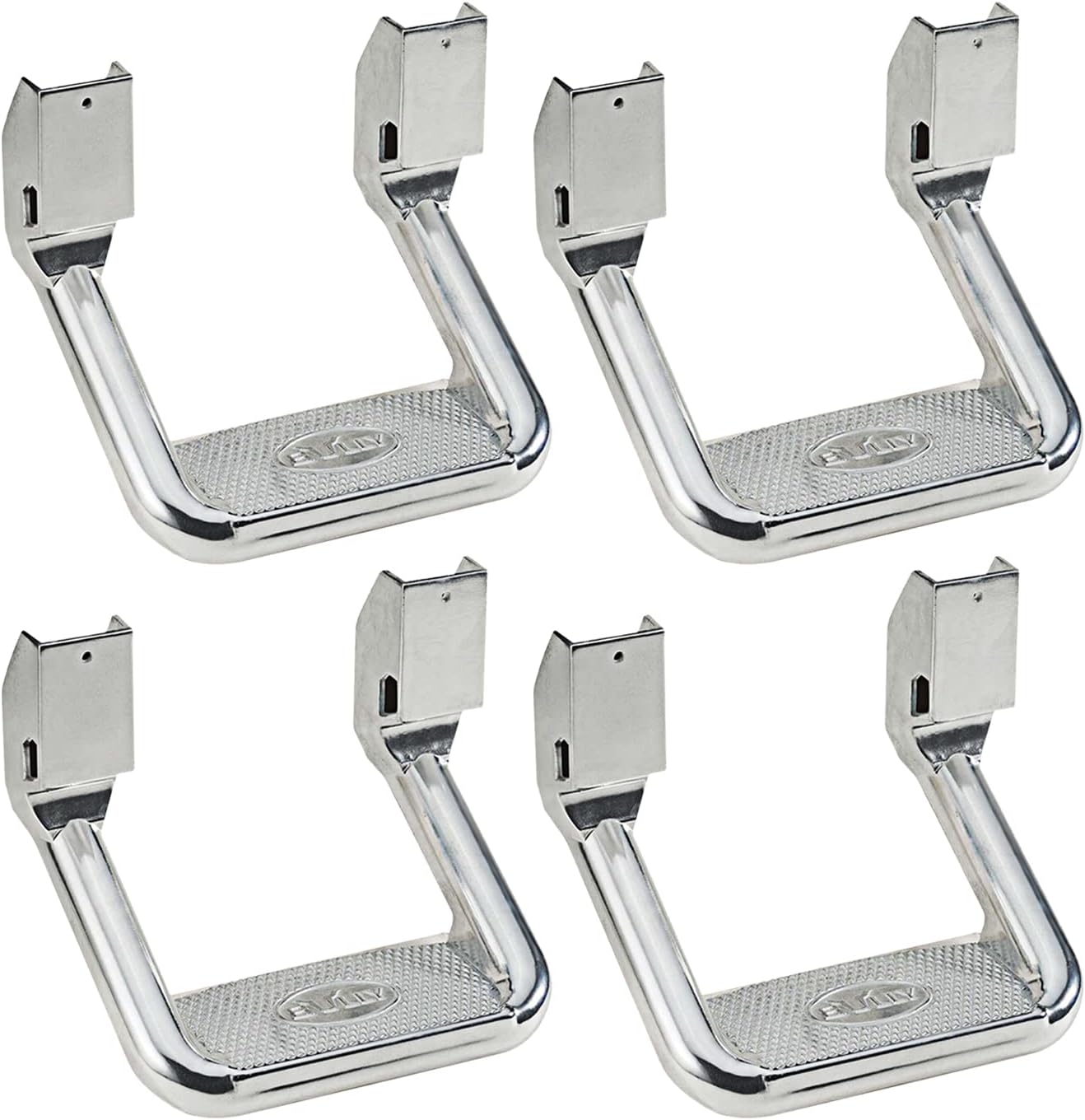 Bully AS-600-2 Polished Aluminum Universal Fit Truck Side Step Set of 4 for Trucks from Chevy (Chevrolet), Ford, Toyota, GMC, Dodge RAM, Jeep