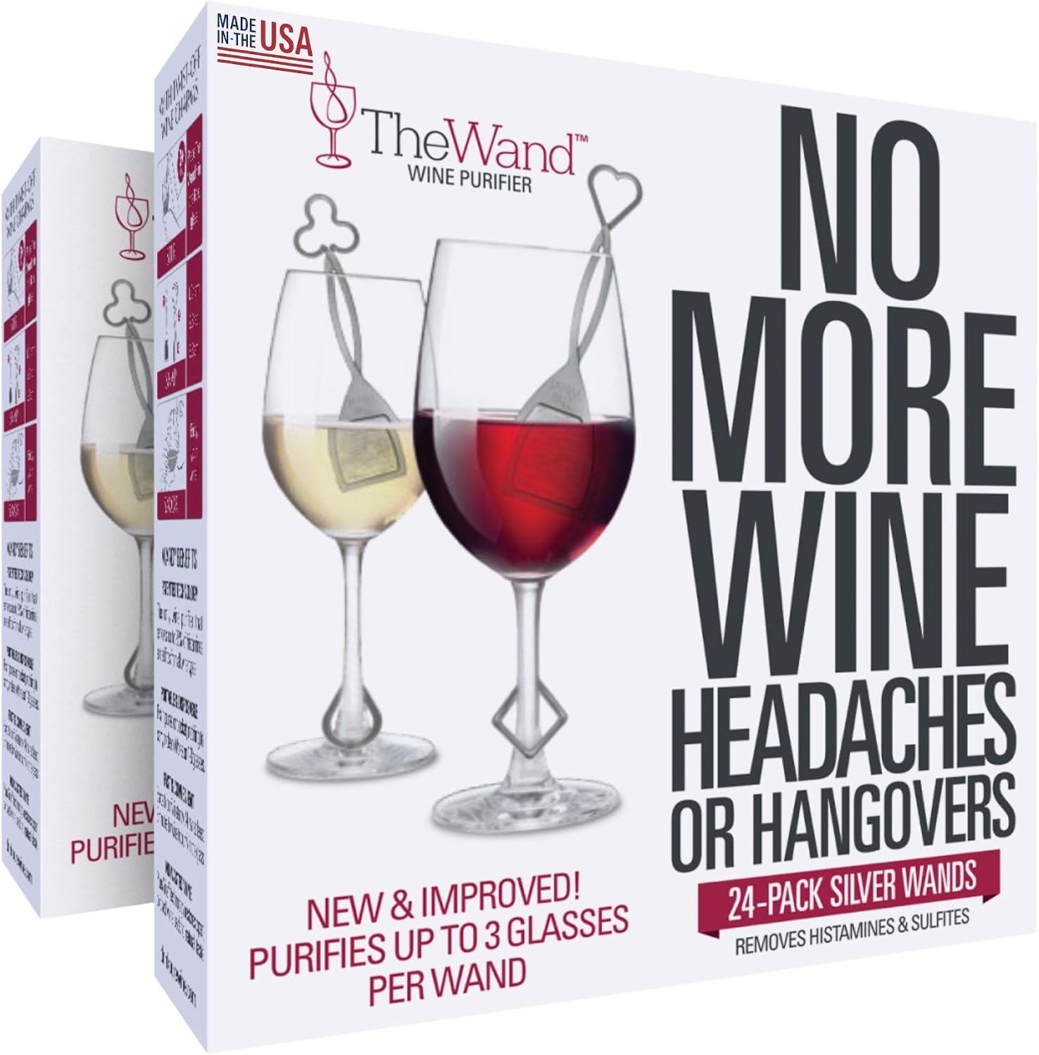 PureWine The Wand Wine Purifier, Removes Histamines & Sulfites - 8 Wands | Wine Wand Filters Before You Drink; Remove Sulfites & Histamines; Helps Wine Allergies & Headaches. Purifies 3 glasses/wand