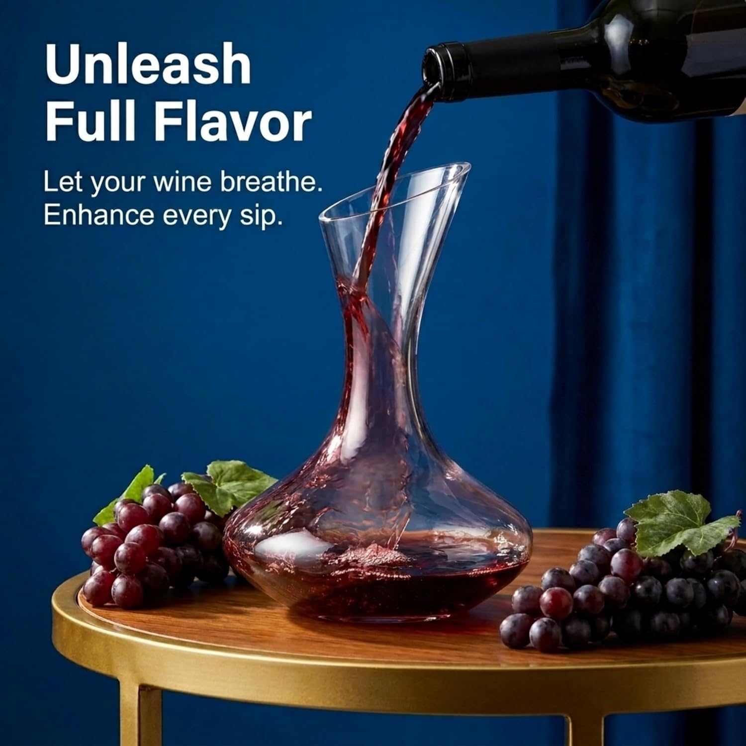 Godinger Wine Decanter Carafe, Hand Blown Wine Decanter Aerator - Wine Gifts