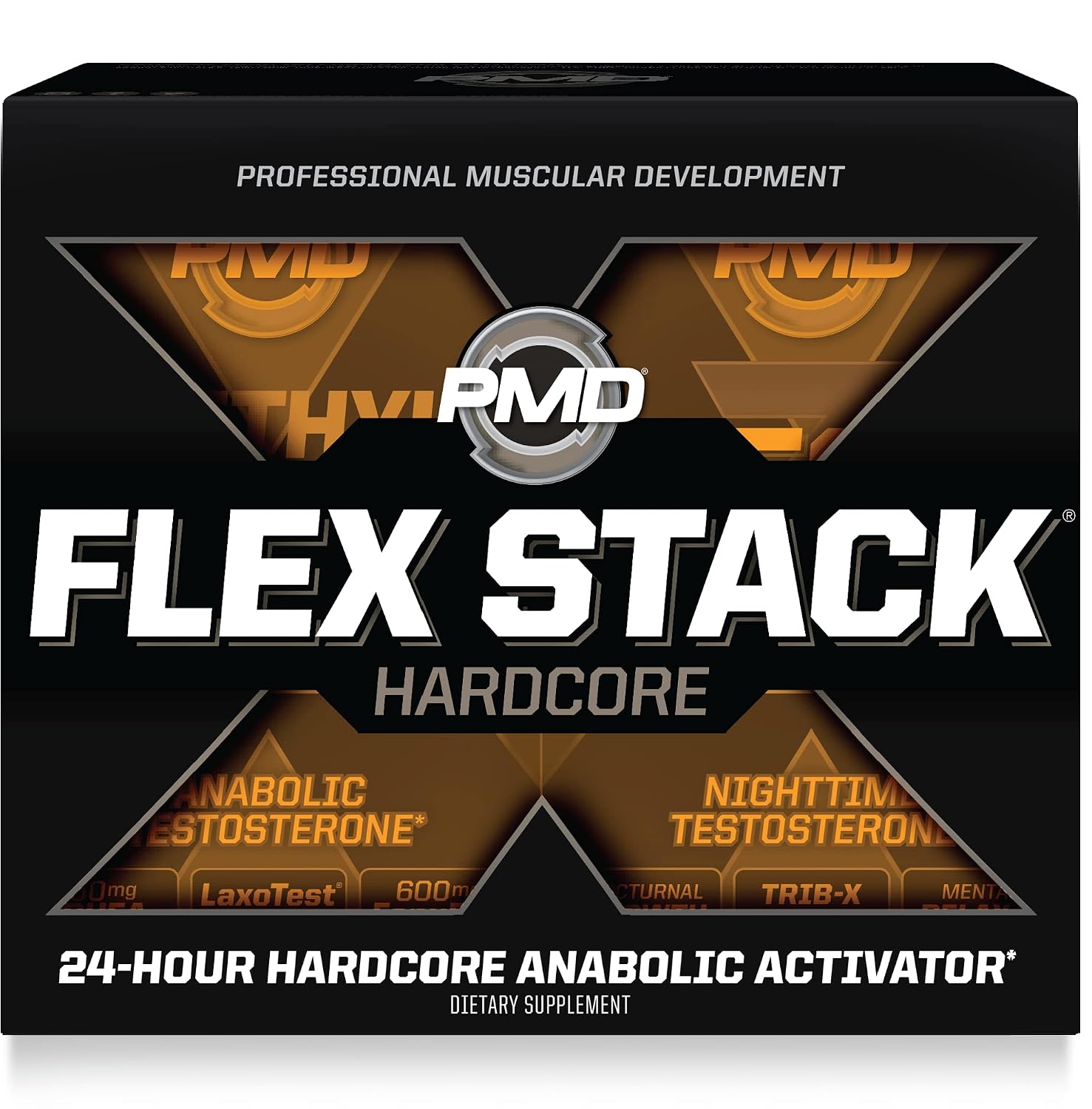 PMD Sports Flex Stack Hardcore 24-Hour Healthy Stack - 90 Capsules | Methyl Andro Hardcore, Z-Test, Increased Muscle Mass Support, Strength Support