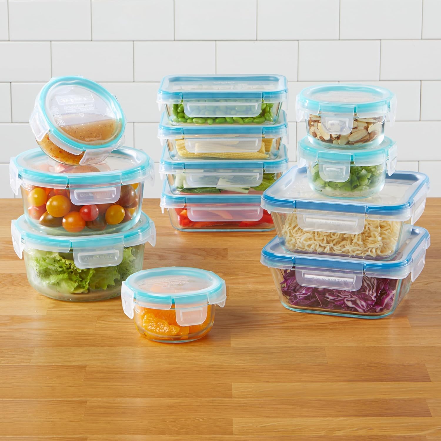 Snapware Glass Total Solutions (12-Pack) Food Storage Containers Set | Airtight & leakproof plastic locking BPA-free lids, freezer, dishwasher, microwave safe