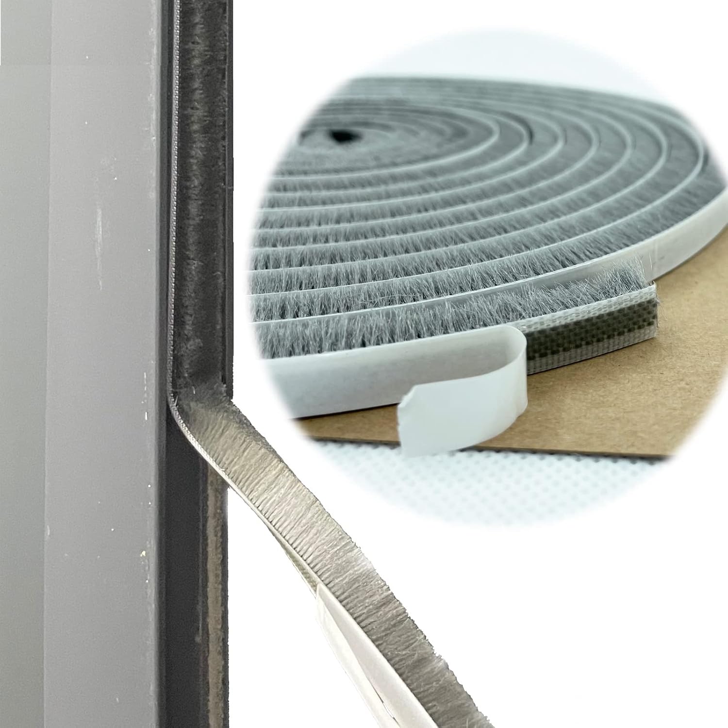 Self-Adhesive Pile Weather Stripping Seal for Sliding Windows and Door Frames, 16.5ft x 11/32 inch, Grey