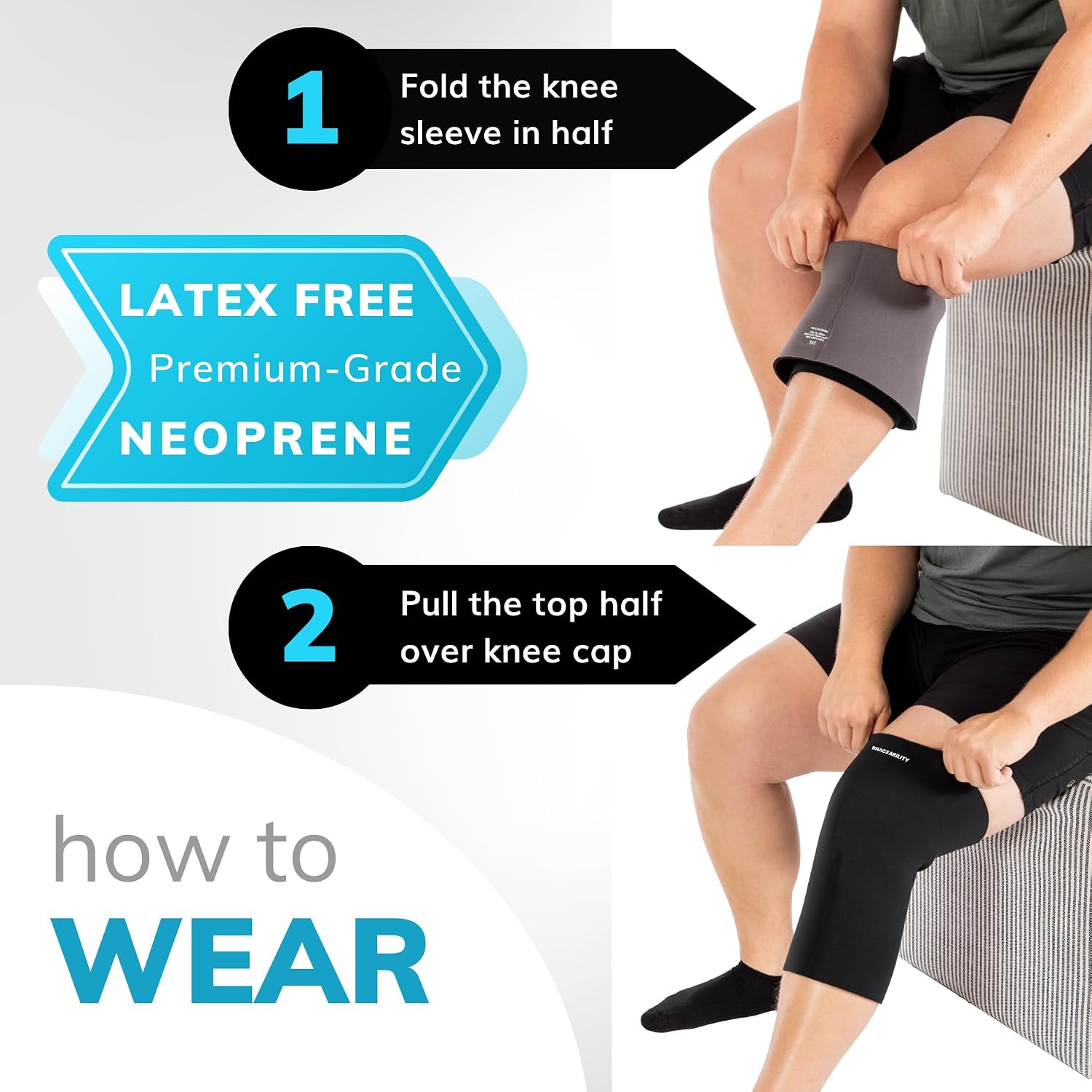 BraceAbility Plus Size Neoprene Knee Sleeve - 5X Bariatric Compression Support Brace for Women's or Men's Arthritis Joint Pain Relief and Treatment, Fitting Big Legs and Obese Thighs (5XL)