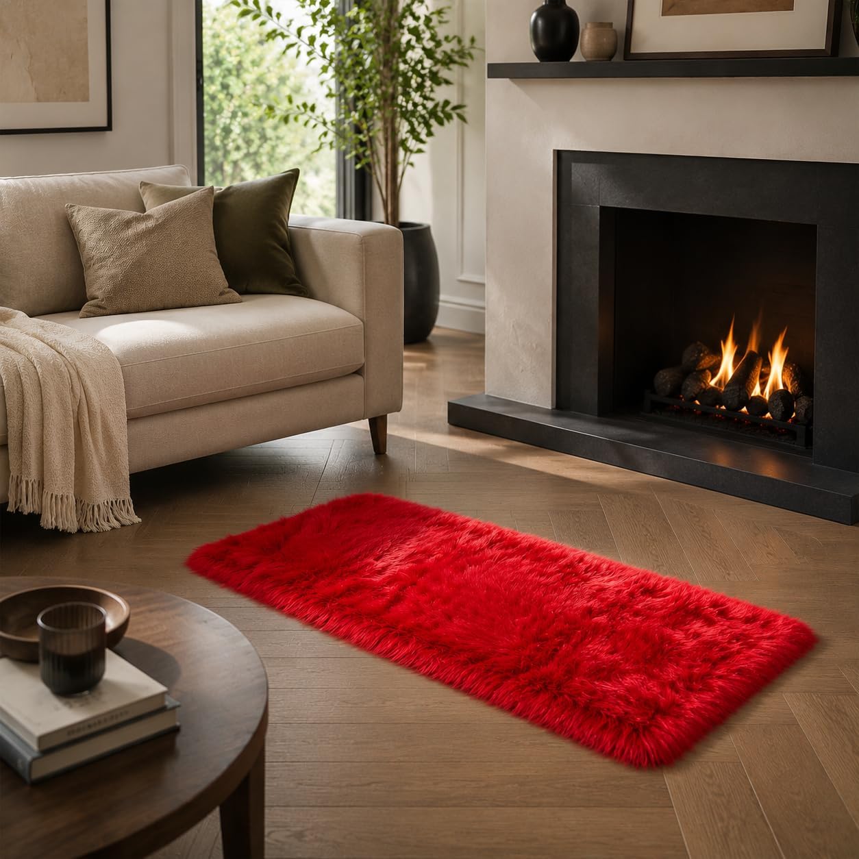 EasyJoy Ultra Soft Fluffy Shaggy Area Rug Faux Fur Rug Chair Cover Seat Pad Fuzzy Area Rug for Bedroom Floor Sofa Living Room (2 x 6 ft Sheepskin
