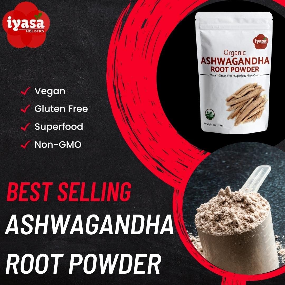 Iyasa Holistics Organic Ashwagandha Powder 16 oz – Natural Superfood Powder to Support Calm