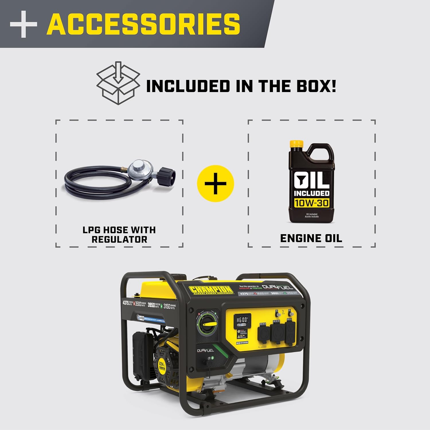 Champion Power Equipment 4375-Watt Dual Fuel RV Ready Portable Generator with Free 3-Year Warranty
