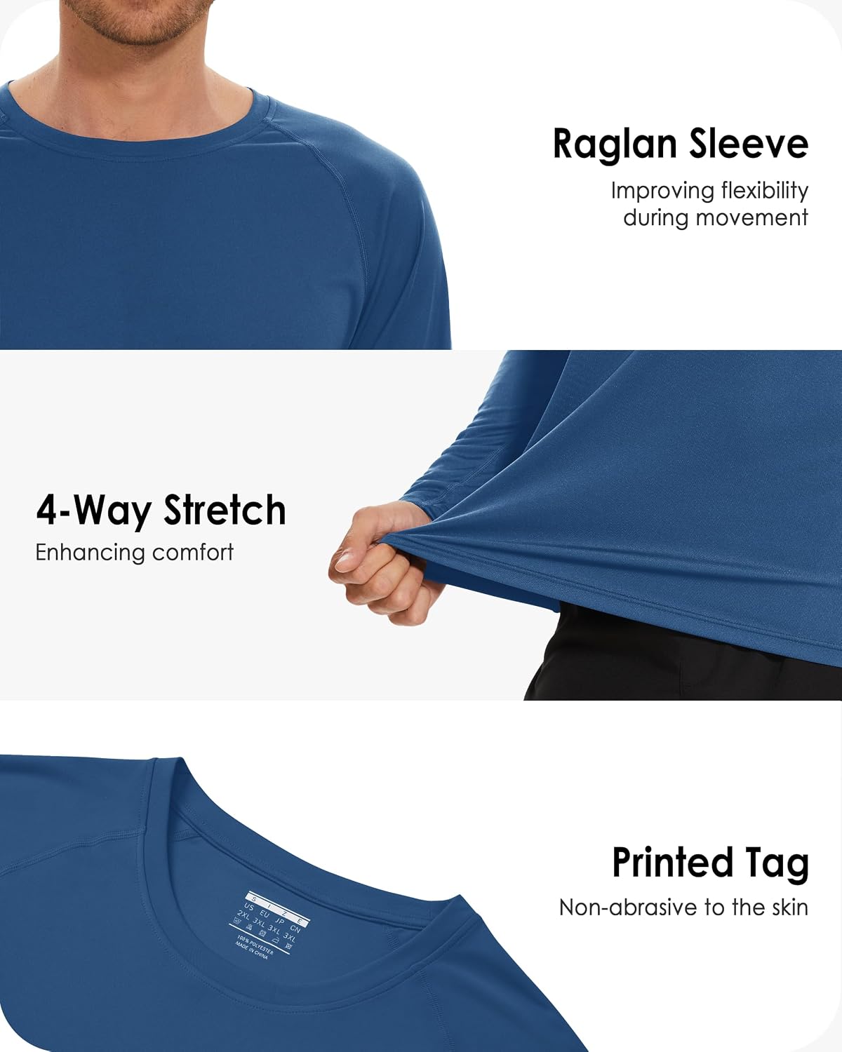 Boladeci Men's UPF 50+ Sun Protection UV SPF Shirts Long Sleeve Lightweight Quick Dry Swim T-Shirts Rash Guard