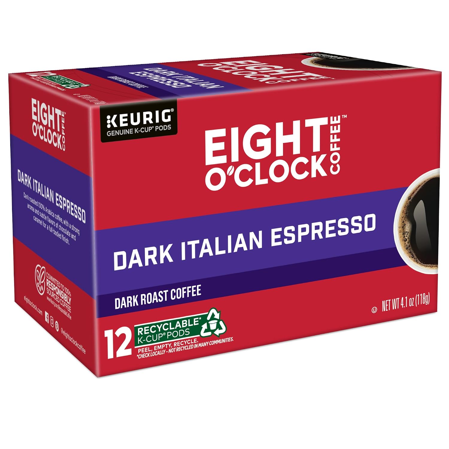Eight O'Clock Coffee The Original, Single-Serve Keurig K-Cup Pods, Medium Roast Coffee Pods, 72 Count