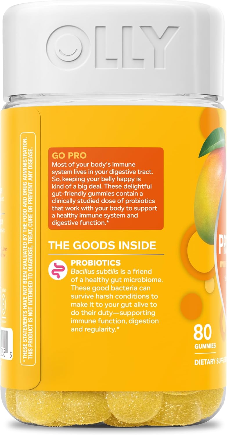 OLLY Probiotic Gummy, Immune System & Digestive Support*, Mango - 50 Count