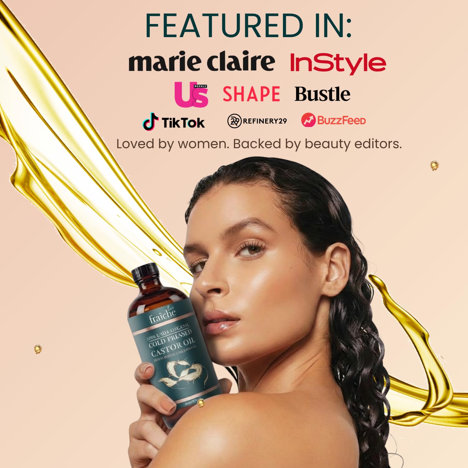 Organic Castor Oil Eyelash Growth Serum, Eyebrow Lash Serum for Hair Growth