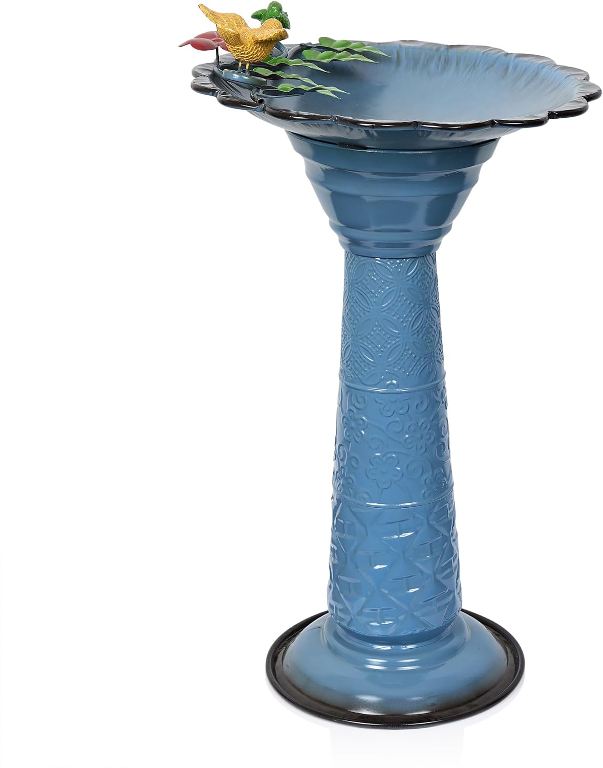 Alpine Corporation - 28" Tall Outdoor Metal Birdbath with Birds and Leaves Yard Statue Decoration, Red – Stunning Garden Accent to Attract Birds - Durable Construction for Patio, Deck, or Yard