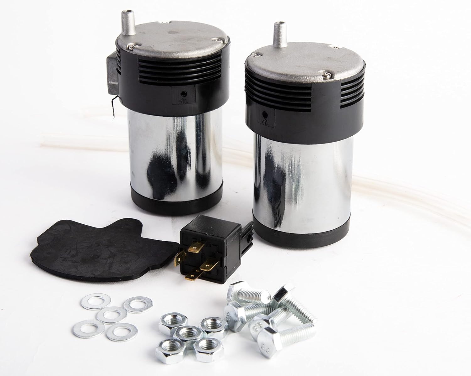 Loud Sound 129dB 2-Trumpet Compact Air-Horn-Kit, With Dual-Air-Compressors