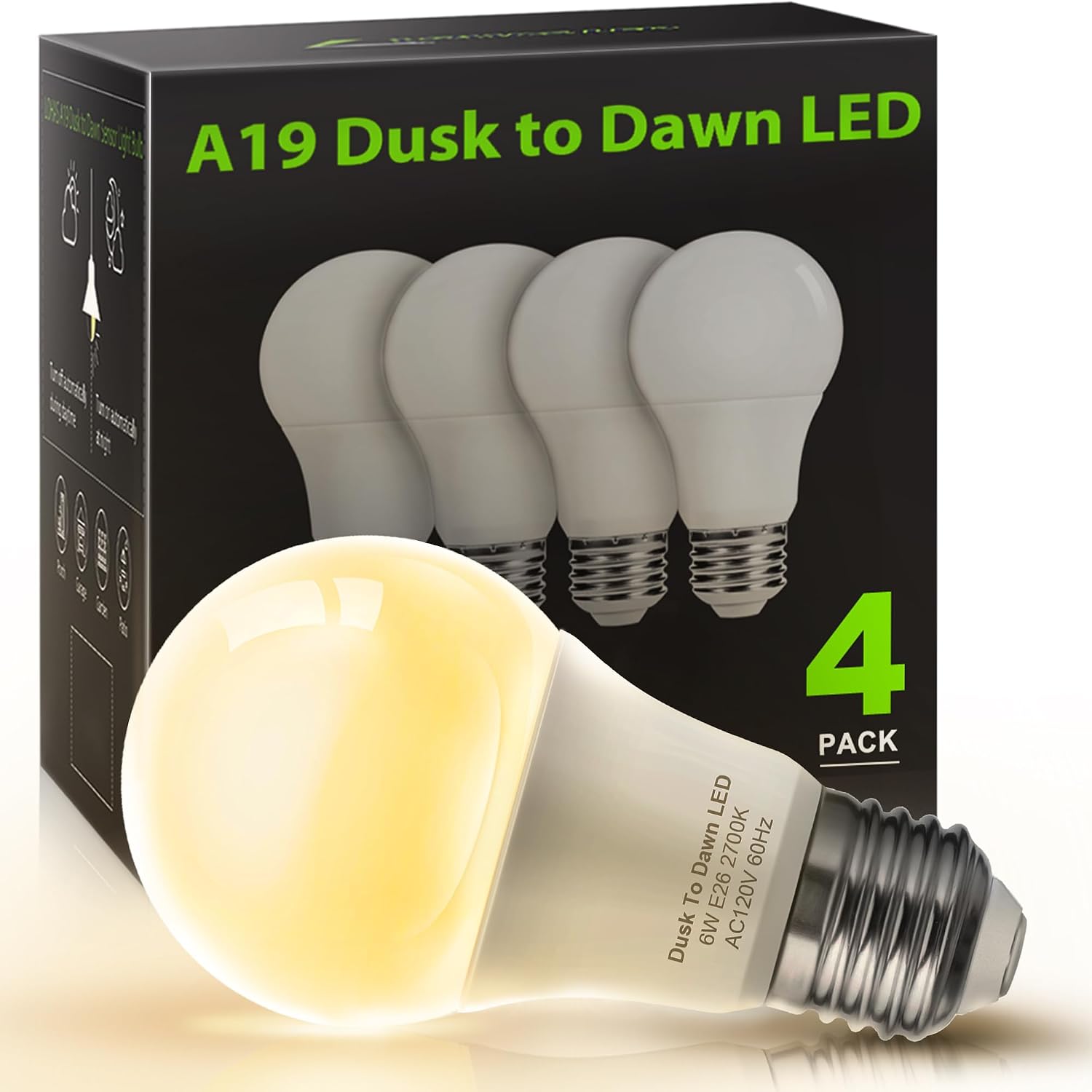 LOHAS Dusk to Dawn Sensor Light Bulbs, 40W Equivalent LED Outdoor Lighting