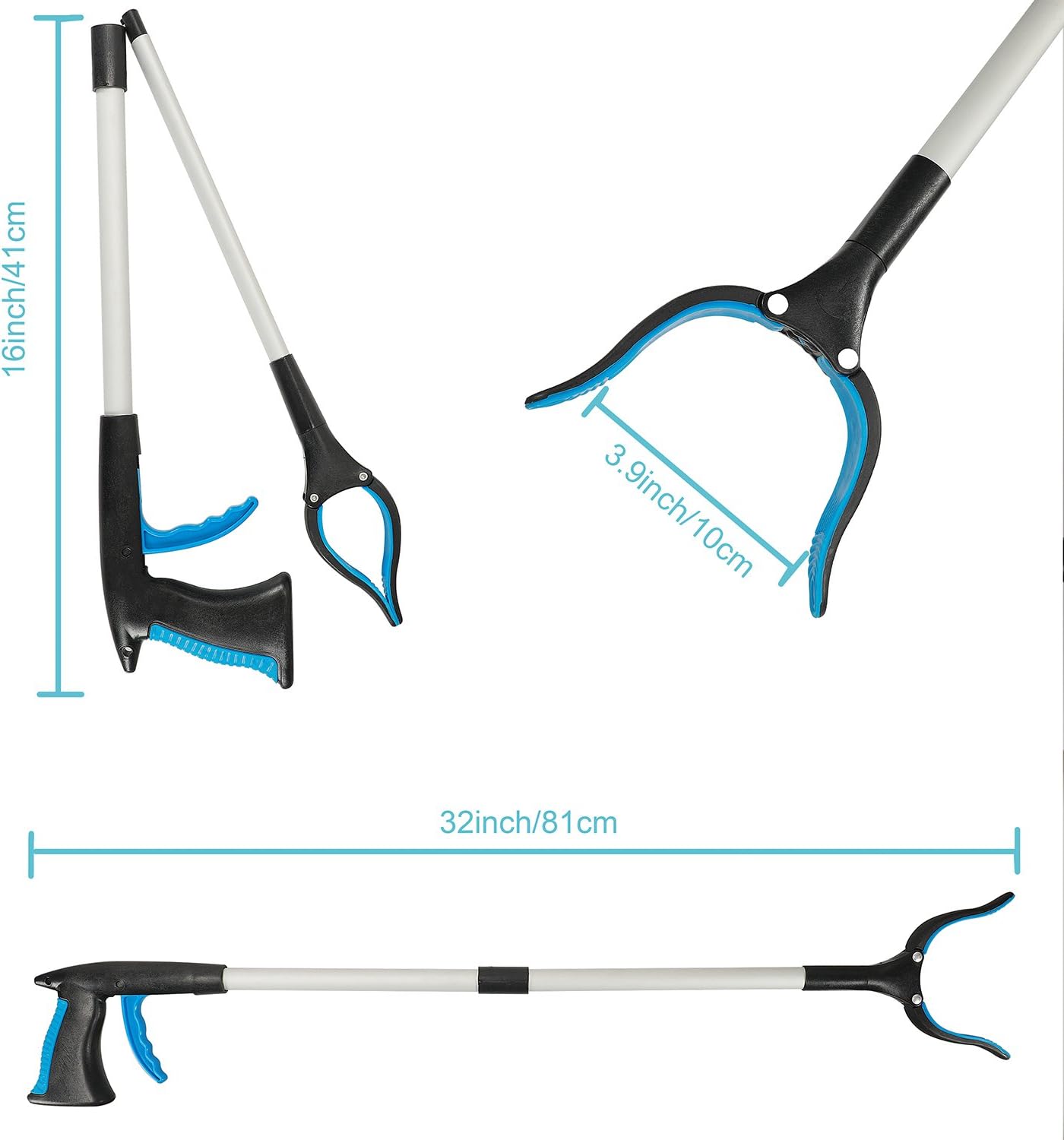 Grabber Reacher Tool for Elderly, 32" Foldable Picker Upper Grabber, Long Handy Mobility Aids, Reaching Assist Tool for Trash Claw Pick up