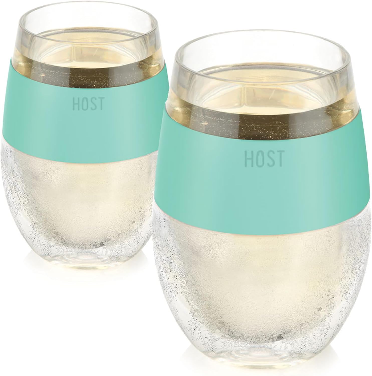 Host Wine Freeze Cup Set of 2 - Plastic Double Wall Insulated Drink Cup, Freezable Vacuum Insulated Wine Glasses, 8.5 oz Blue