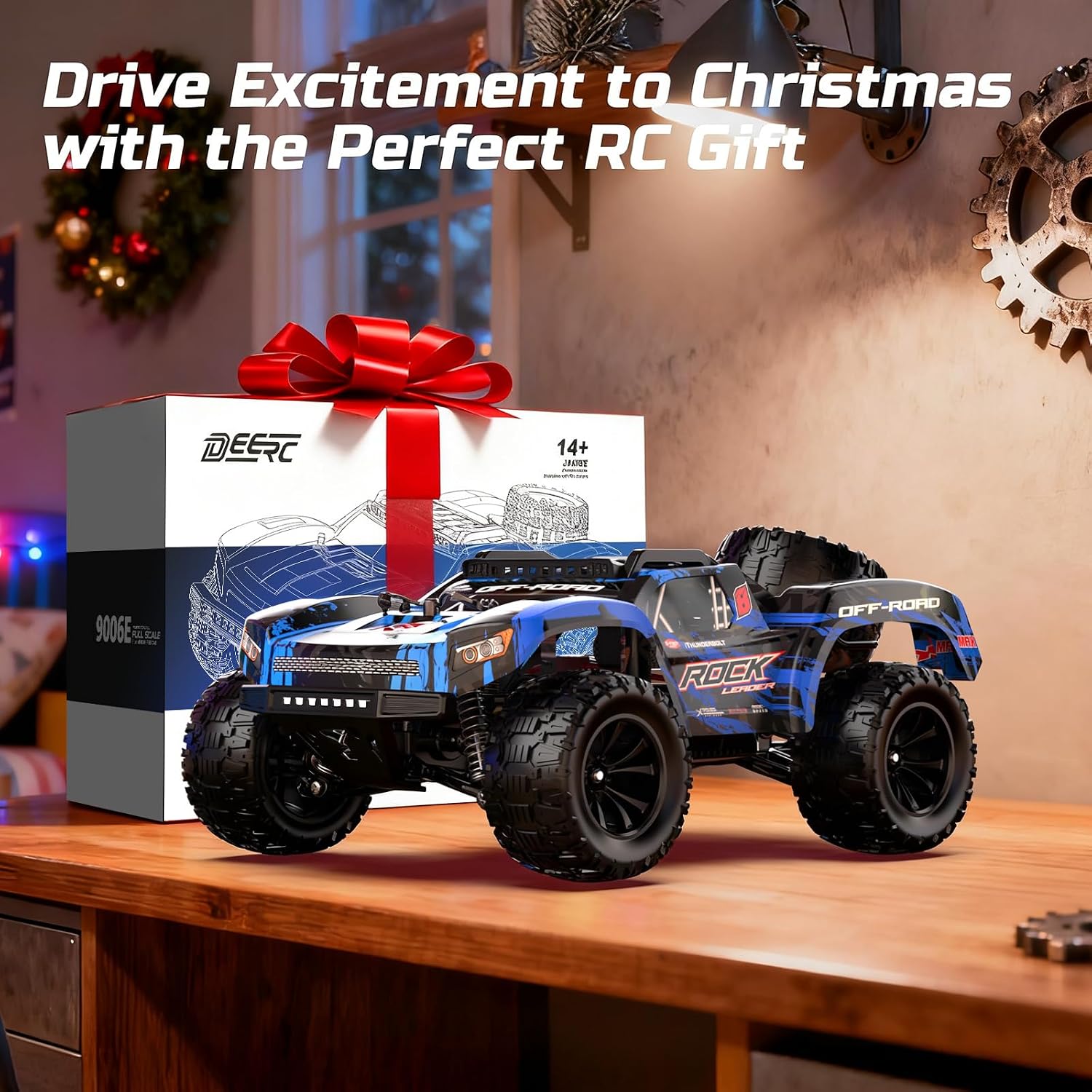 DEERC 1:12 Fast RC Cars 45KPH, 4WD High Speed Short Course RC Truck, Off-Road All Terrain Remote Control Car with 2 Batteries & Spare Tire