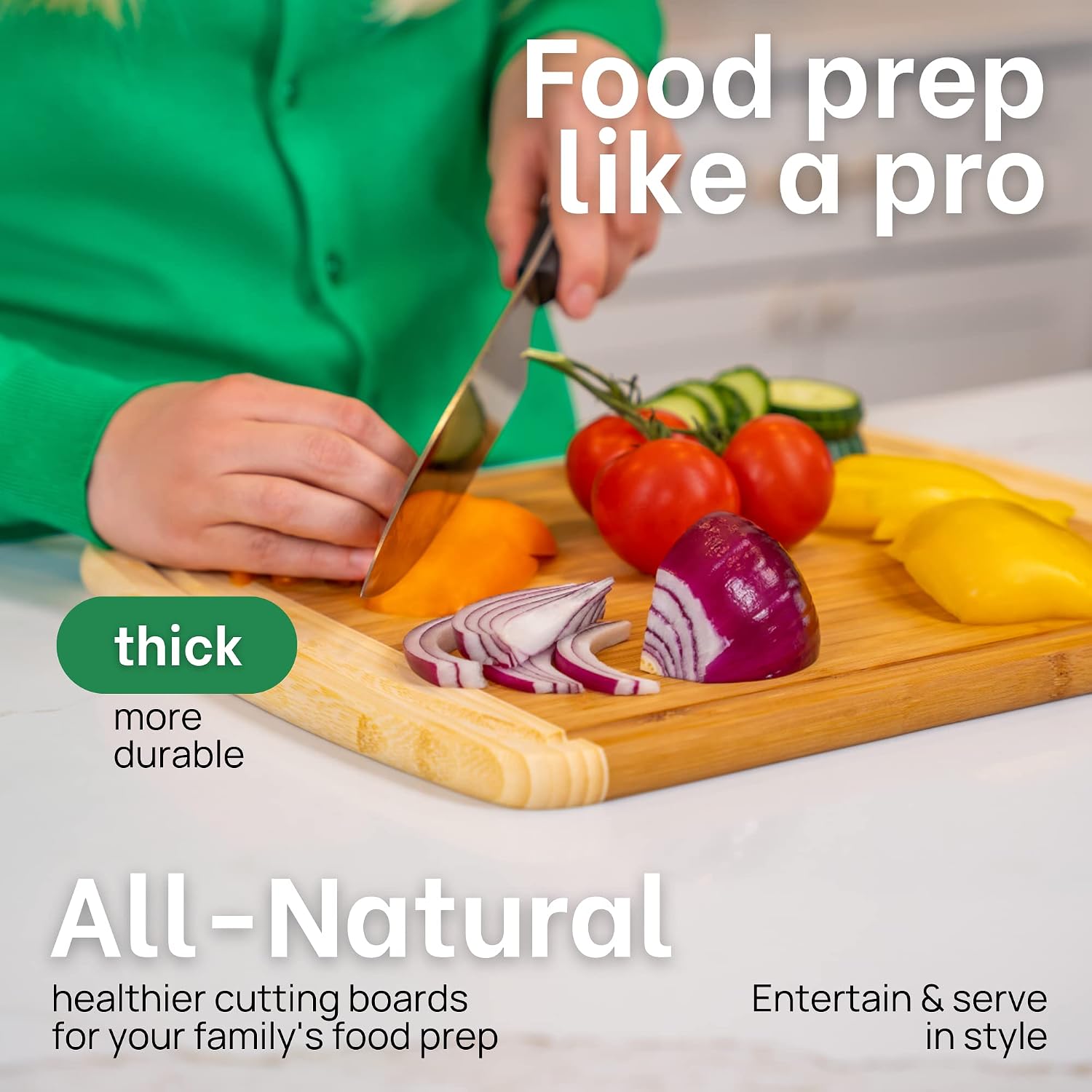 INDESTRUCTABLE Bamboo Cutting Board (Extra Large) with Vertical Grain Strength Technology - Non Toxic, Spacious and Lightweight 18" XL Chopping Board Gift - Replacements for Life