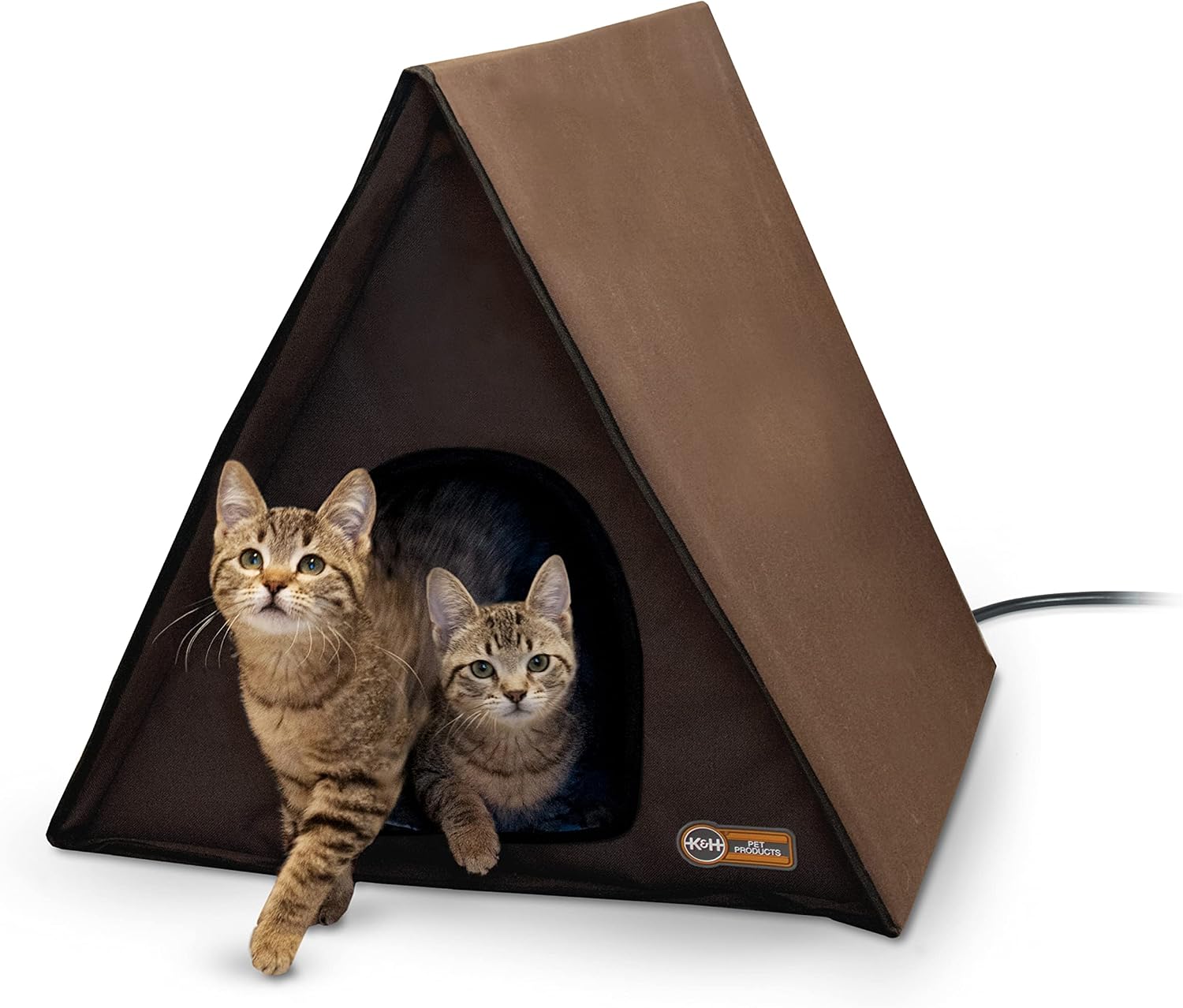 K&H Pet Products Outdoor Multi-Kitty A-Frame Heated Chocolate 35 X 20.5 X 20 Inches