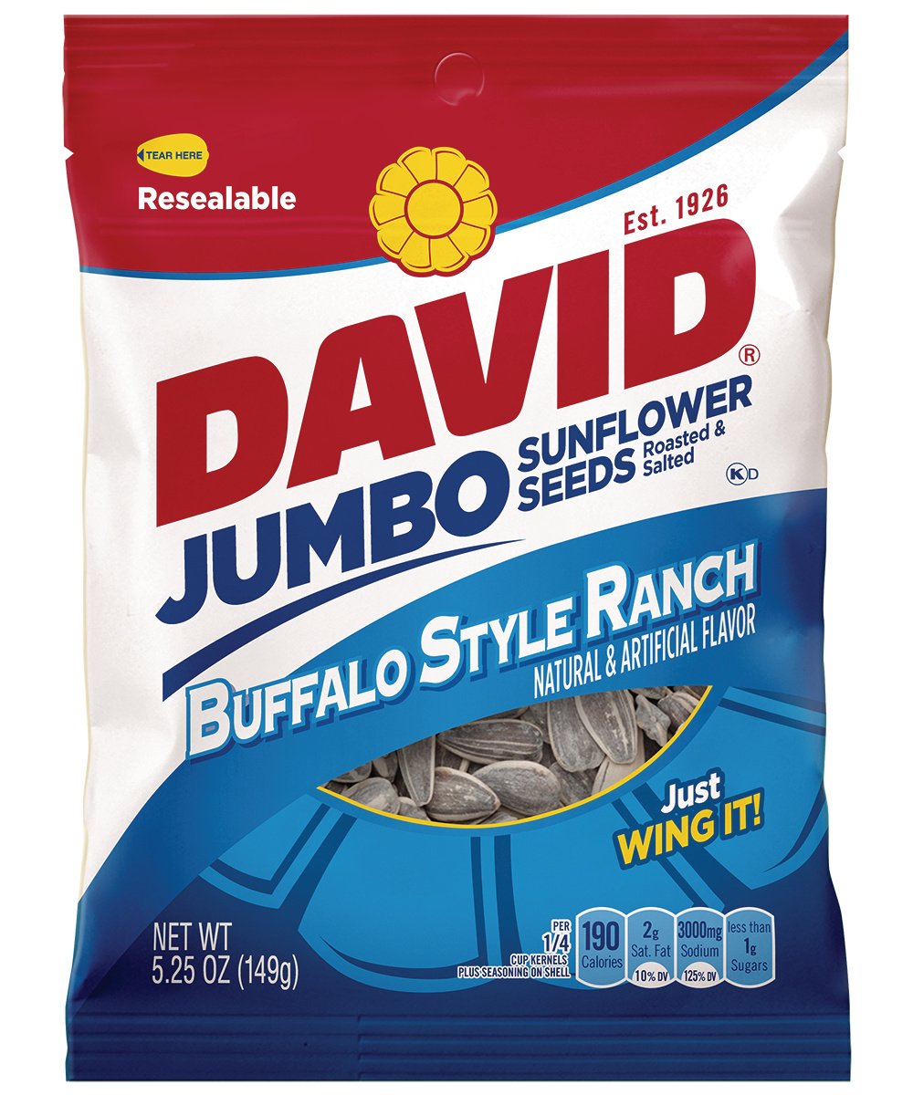DAVID SEEDS Roasted and Salted Original Jumbo Sunflower Seeds, Keto Friendly, 5.25 Oz, 12 Pack