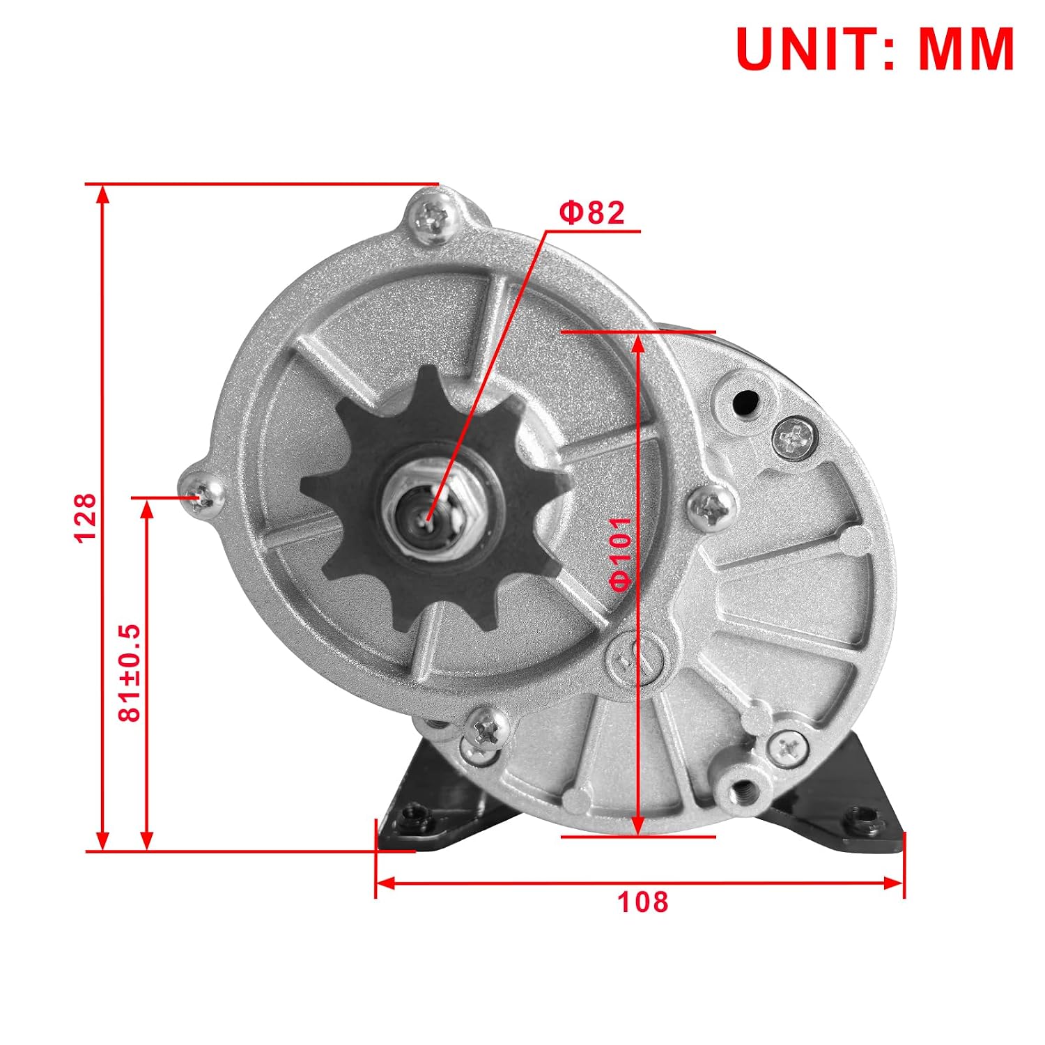 24 Volt 350 Watt MY1016Z3 Gear Reduction Electric Motor with 9 Tooth Sprocket for E Scooter