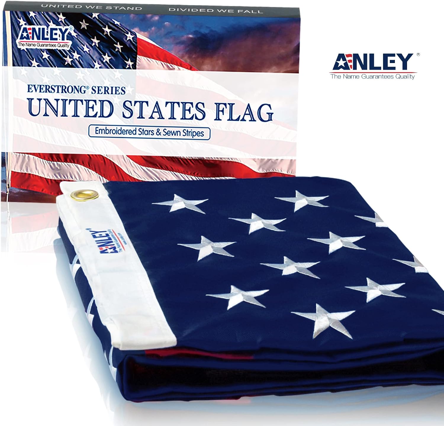 ANLEY EverStrong Series American Flag 6x10 Foot Heavy Duty - Embroidered Stars and Sewn Stripes - 4 Rows of Lock Stitching - US National Banner Flags with Brass Grommets 6 X 10 Ft