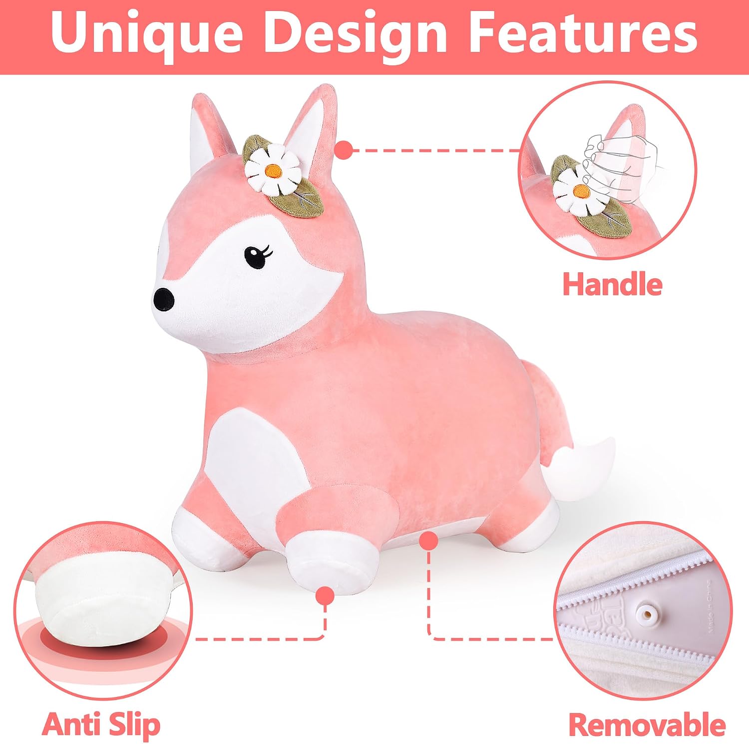 Bouncy Pals Toddler Horse Hopper Toy, Kids Outdoor Ride Bounce Farm Animal | Inflatable Bouncing Hopping Toy, Indoor Baby Plush Bouncer Horse, Birthday Gift for 18 Month 2 3 4 Year Old Child Boys Girls